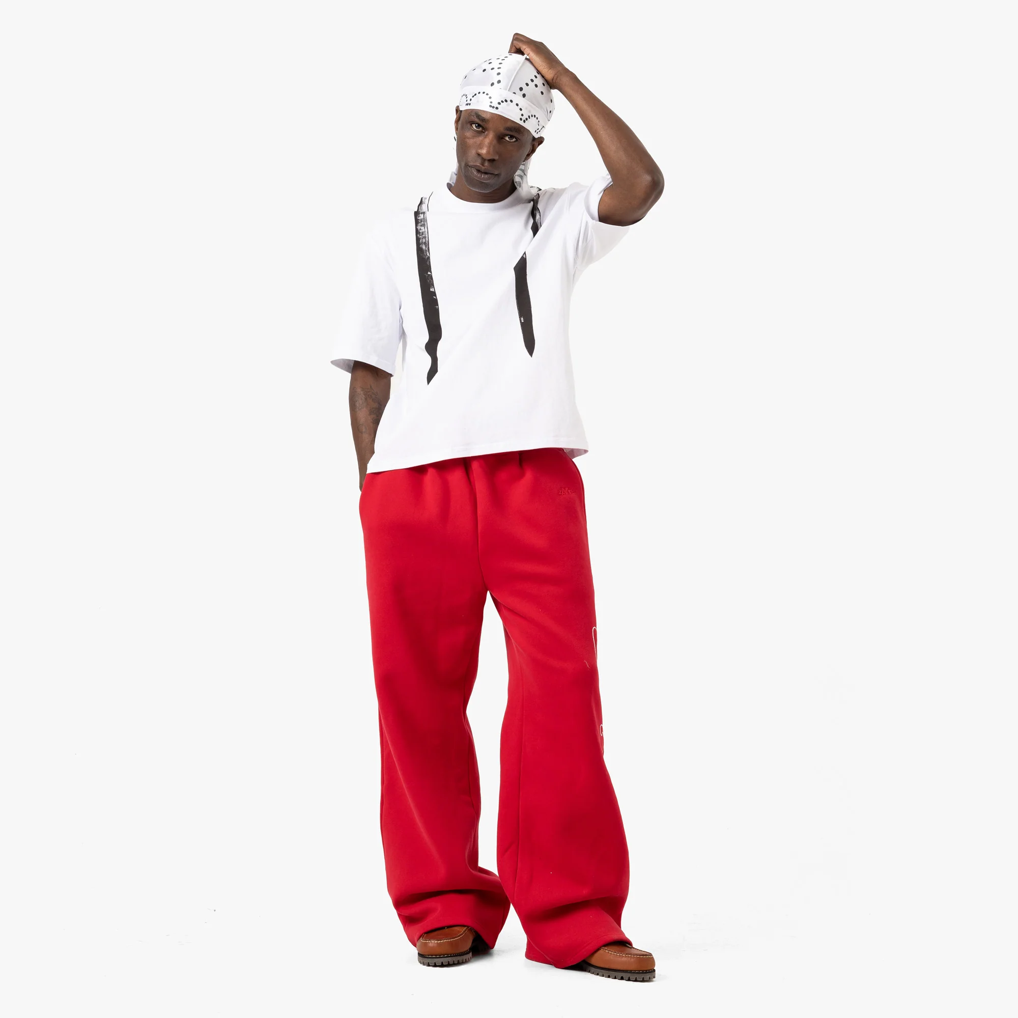 4YE Signature Wide Pant / Red / White - Image 6