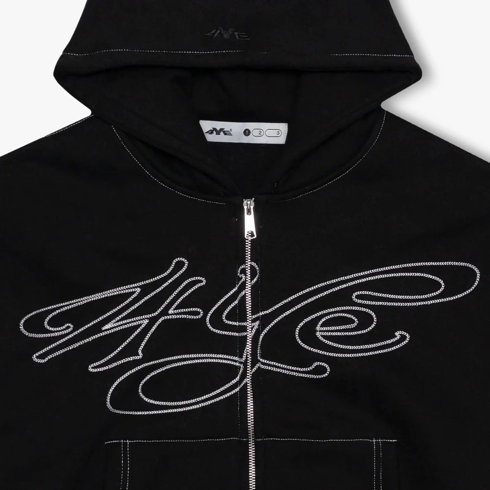 4YE Signature Zip Hoodie Black/White - Image 10