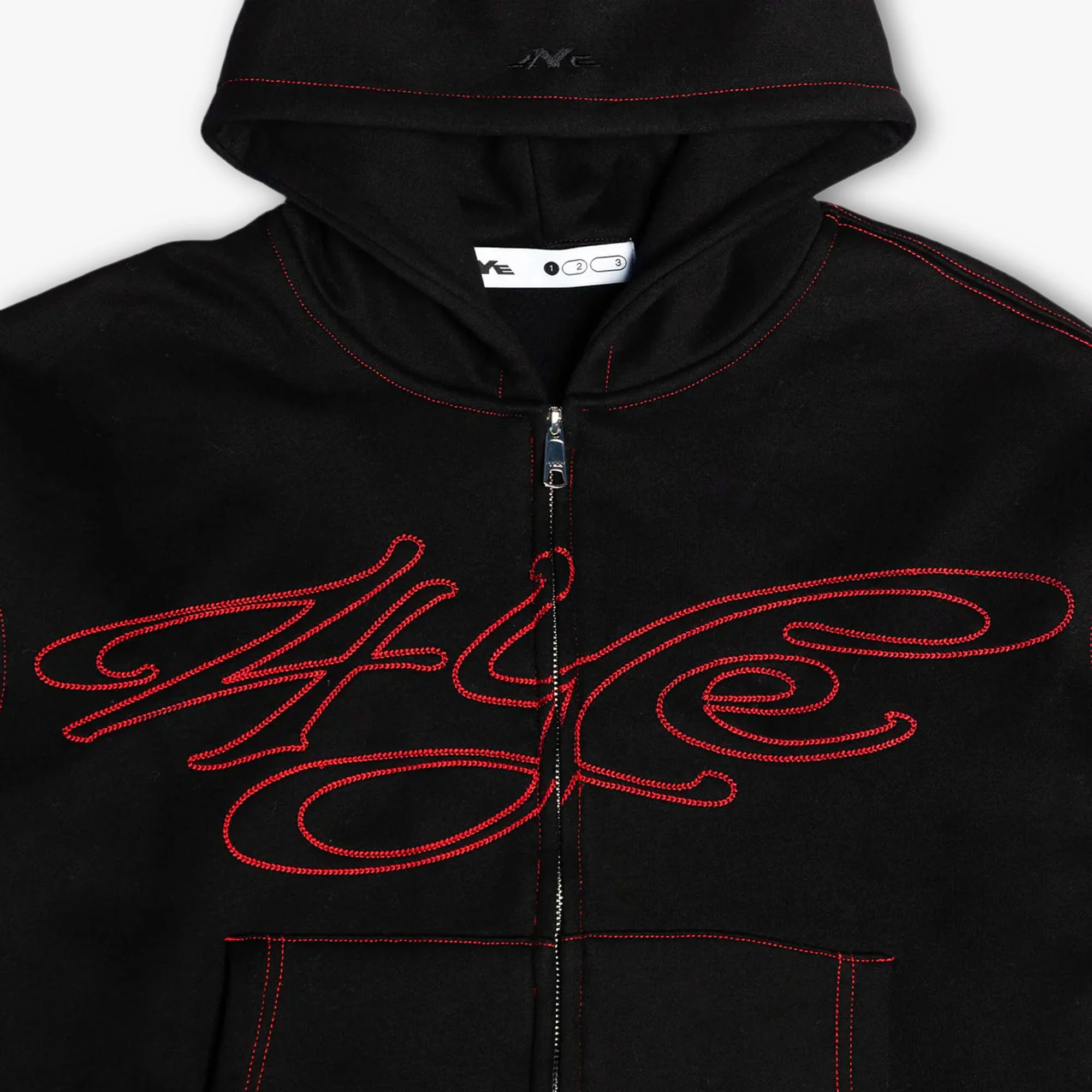 4YE Signature Zip Hoodie Forrest Black / Red - Image 10