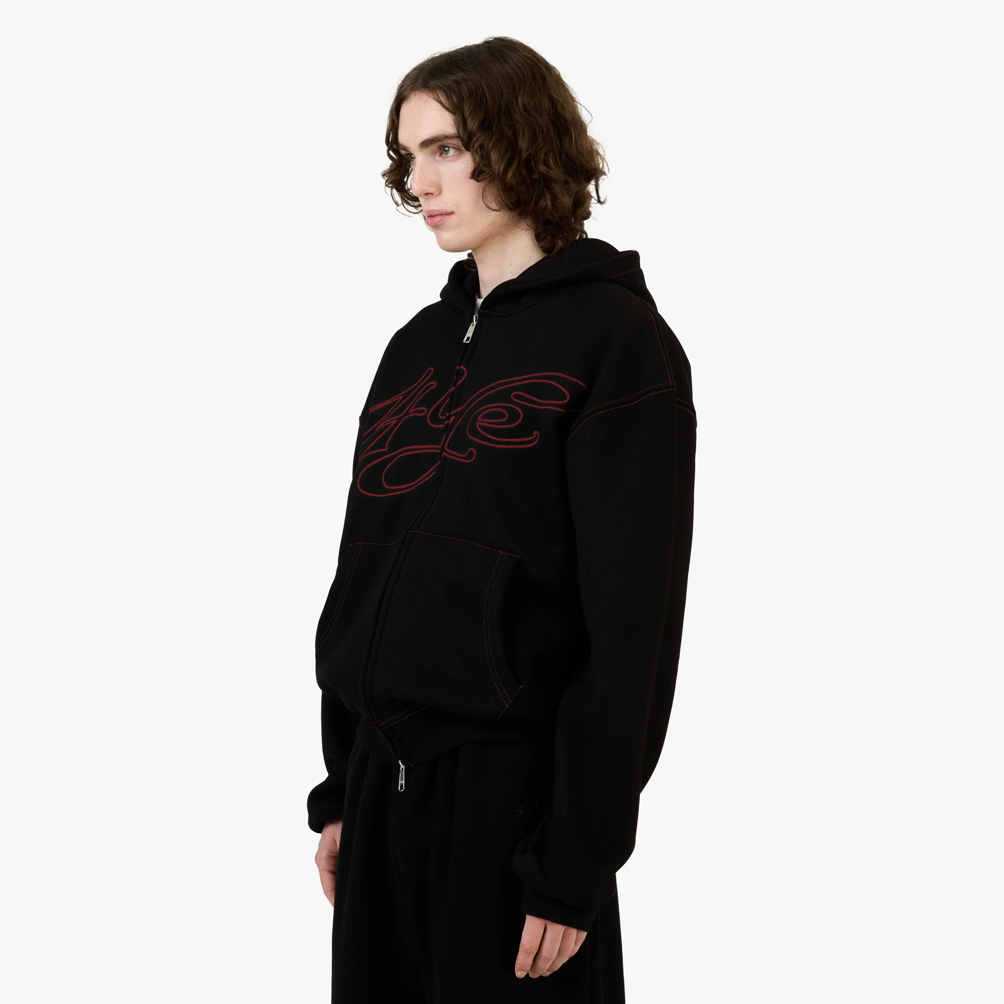 4YE Signature Zip Hoodie Forrest Black / Red - Image 2
