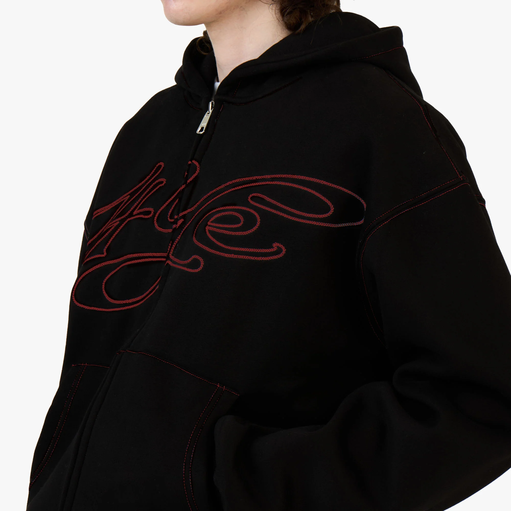 4YE Signature Zip Hoodie Forrest Black / Red - Image 4