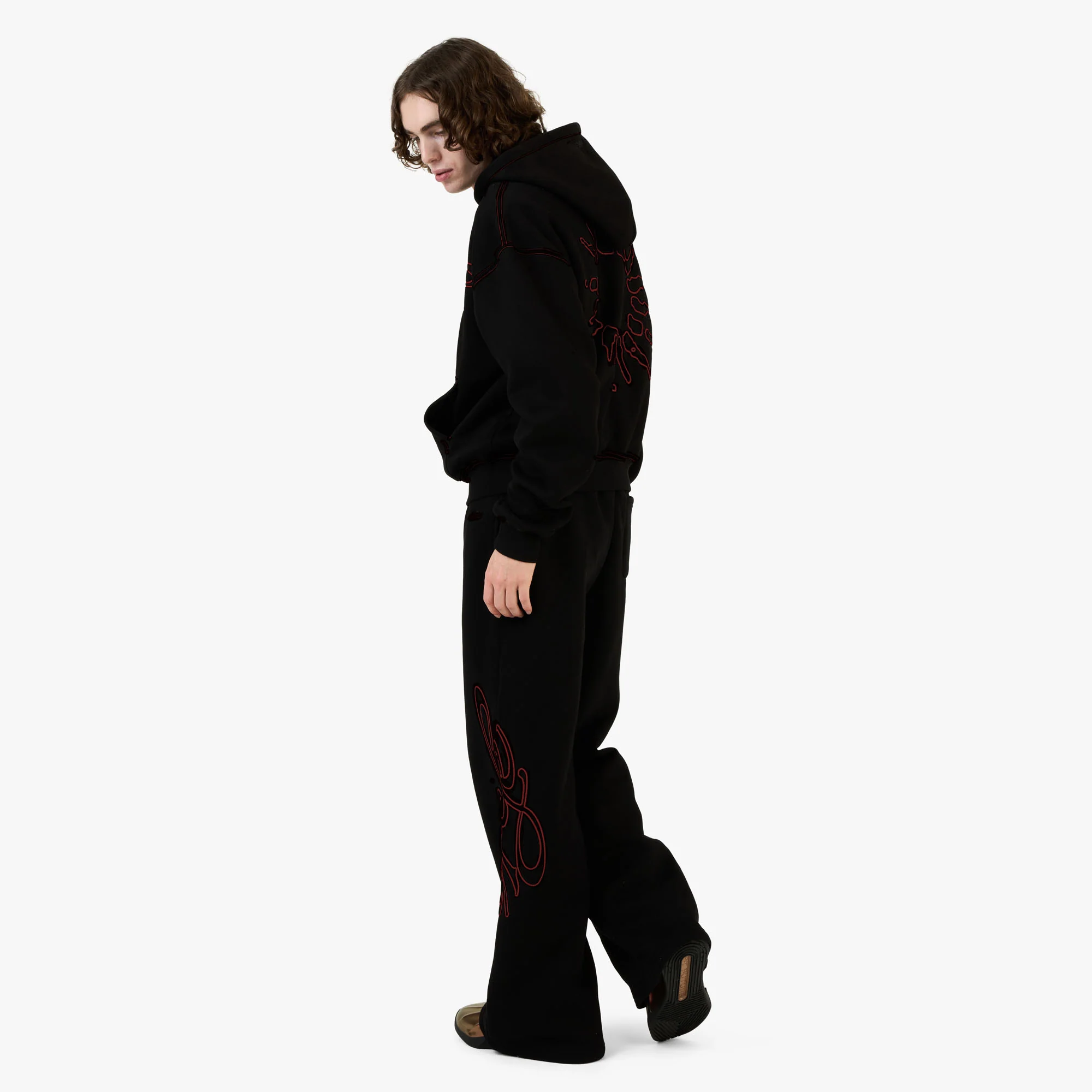 4YE Signature Zip Hoodie Forrest Black / Red - Image 7