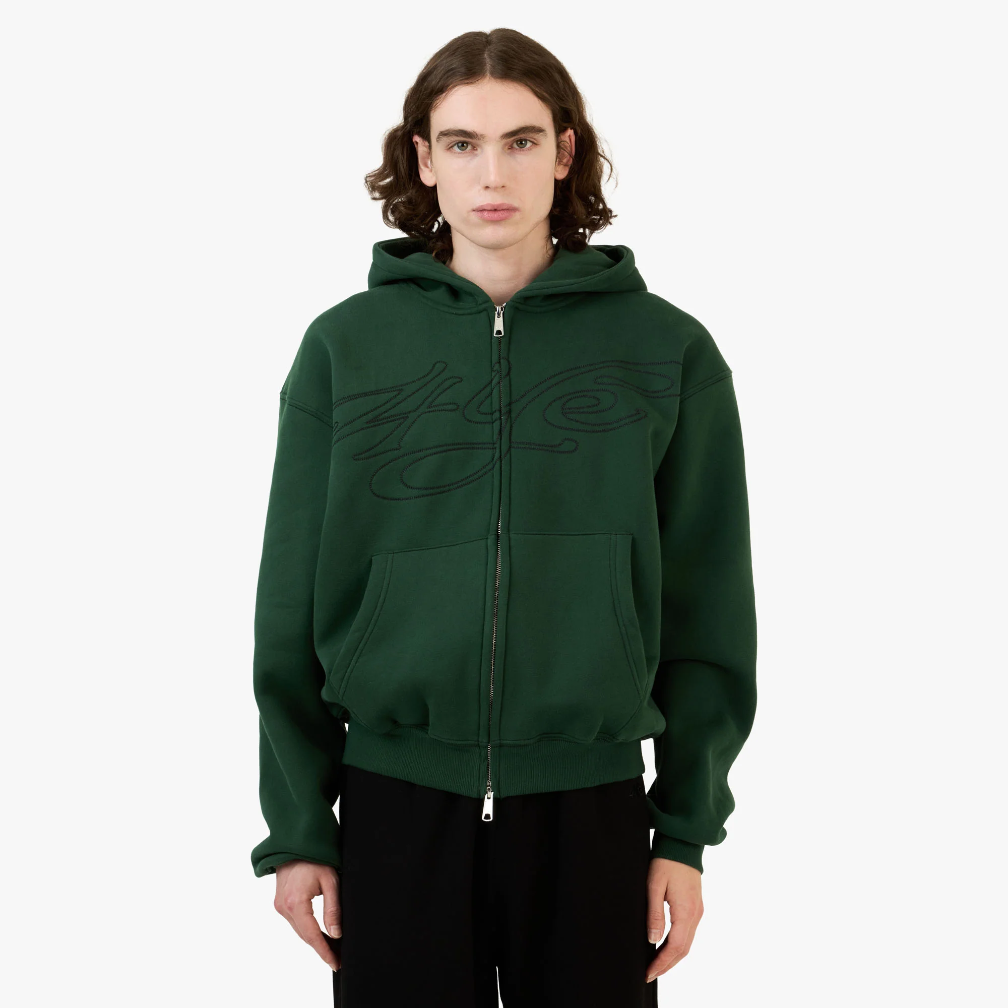 4YE Signature Zip Hoodie Forrest Green / Black