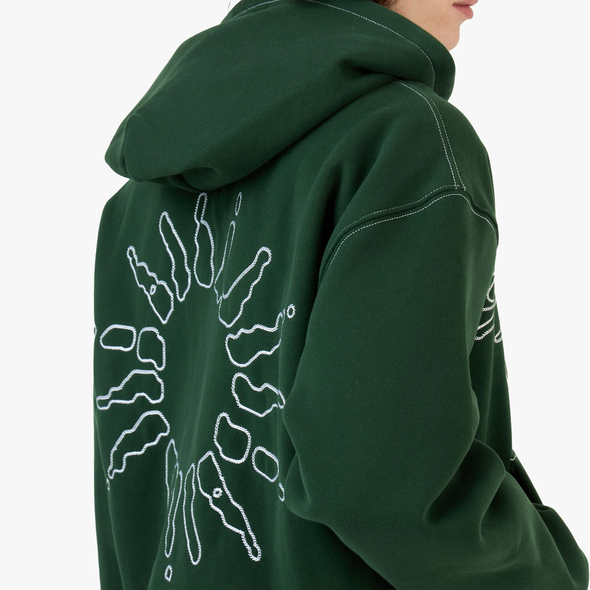 4YE Signature Zip Hoodie Dark Green / White - Image 5