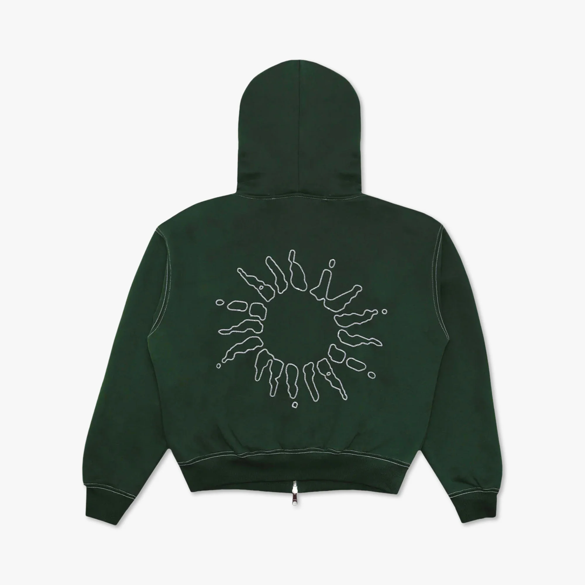 4YE Signature Zip Hoodie Dark Green / White - Image 9