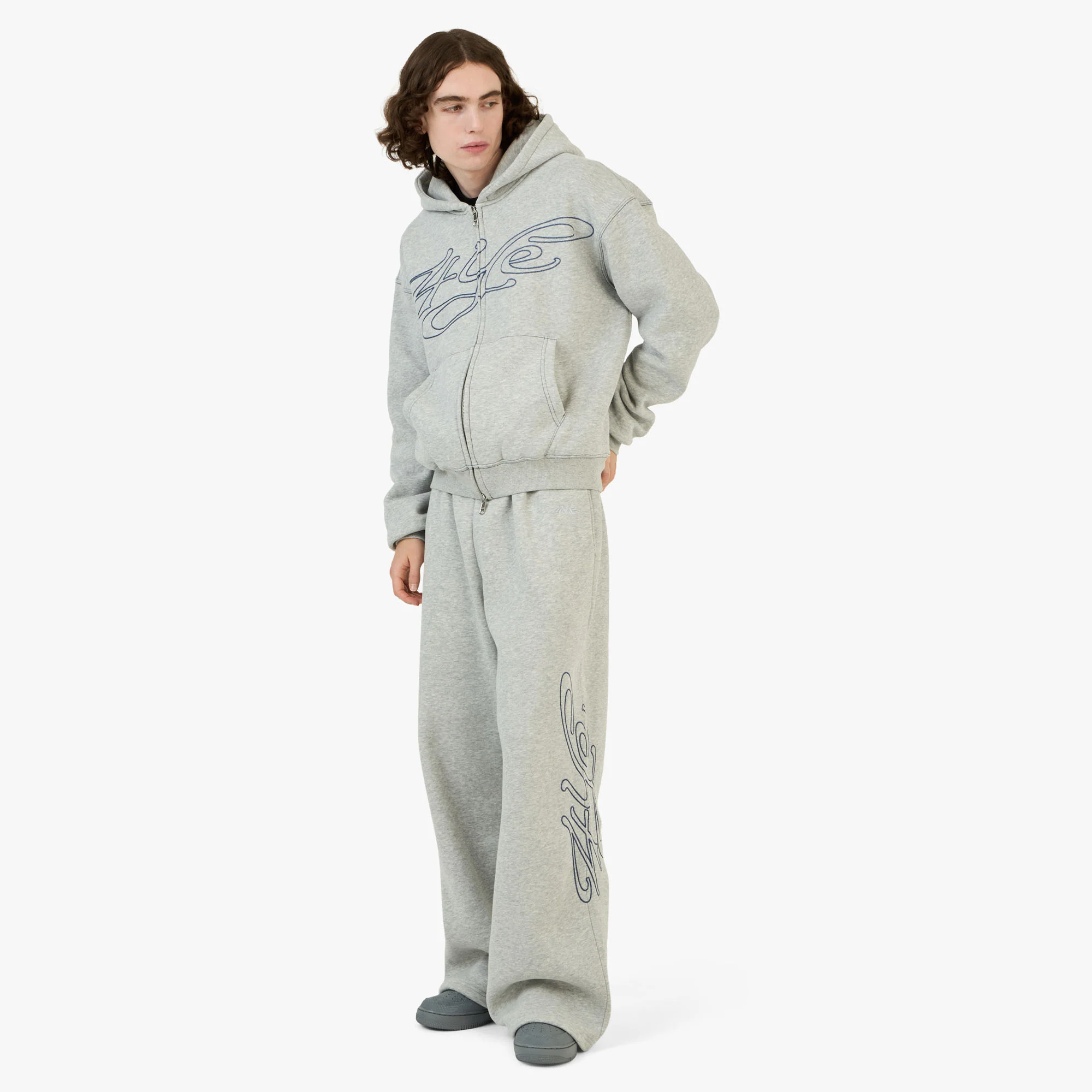 4YE Signature Zip Hoodie Light Heather Grey - Image 6