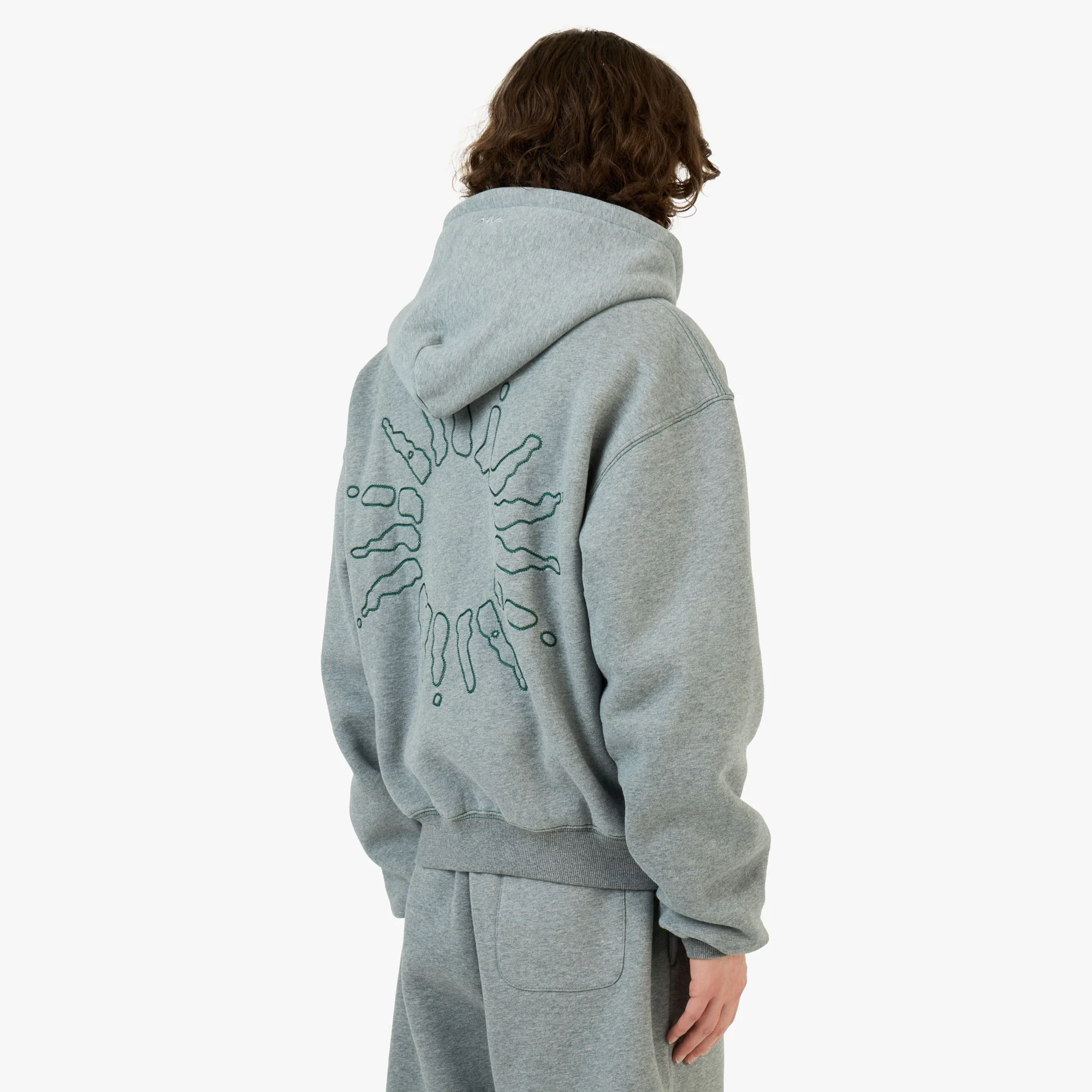 4YE Signature Zip Hoodie Medium Grey / Forrest Green - Image 3