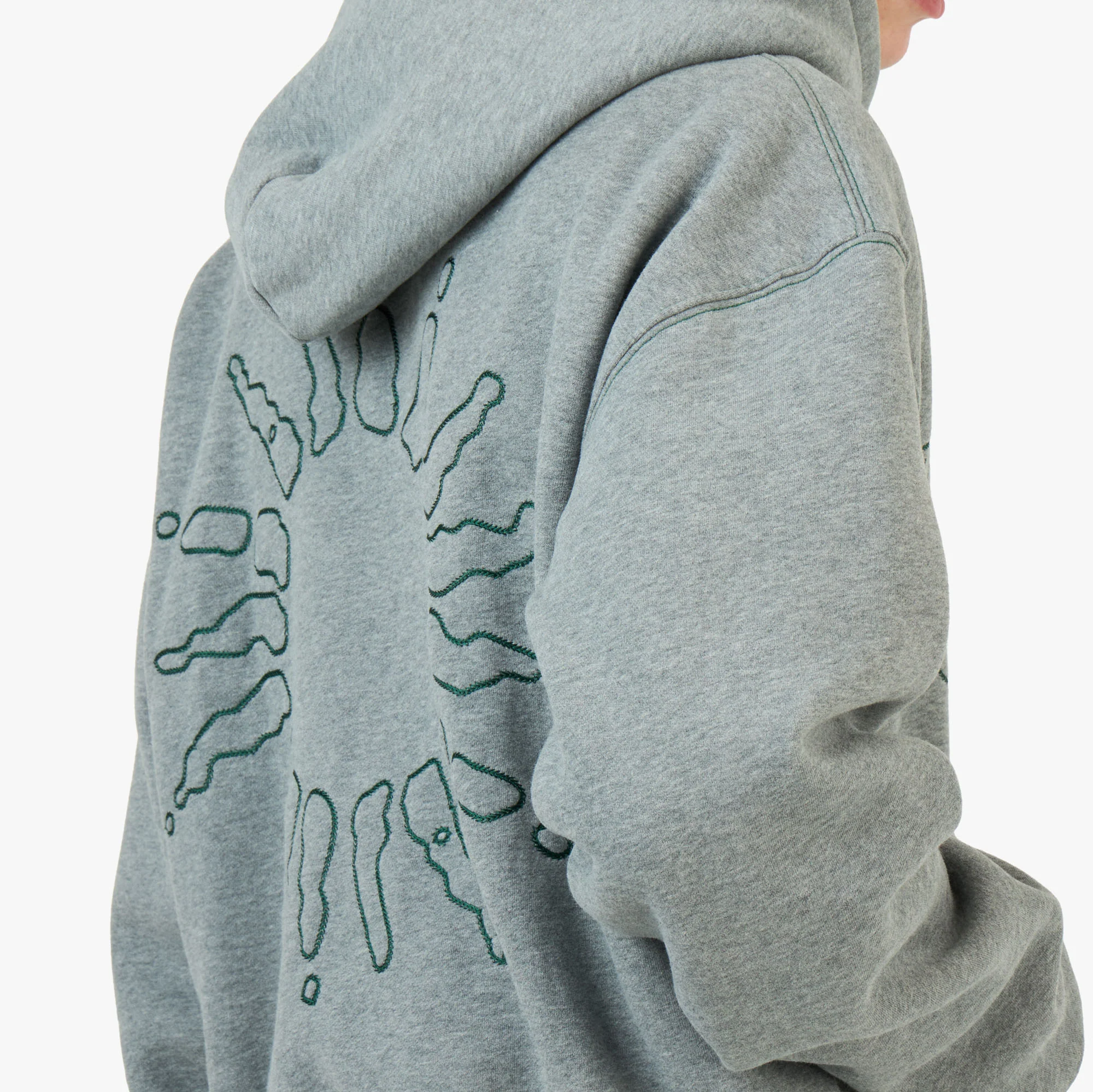 4YE Signature Zip Hoodie Medium Grey / Forrest Green - Image 4