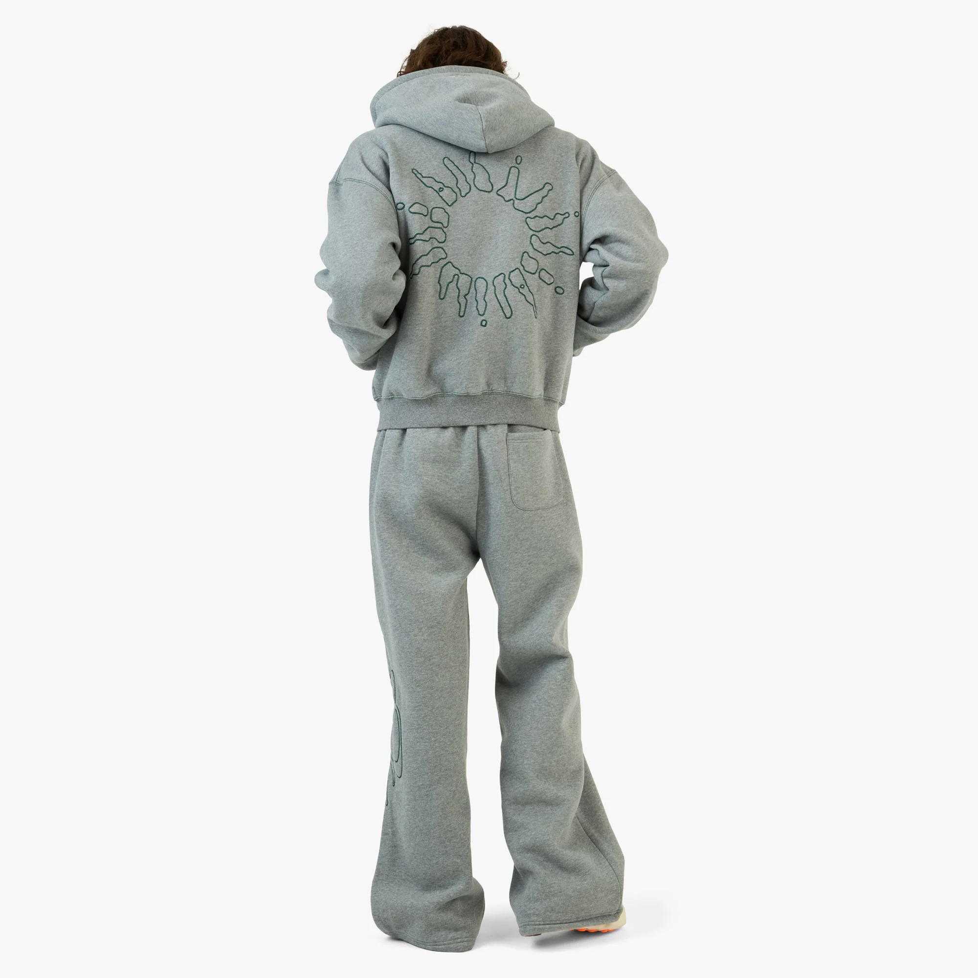 4YE Signature Zip Hoodie Medium Grey / Forrest Green - Image 7
