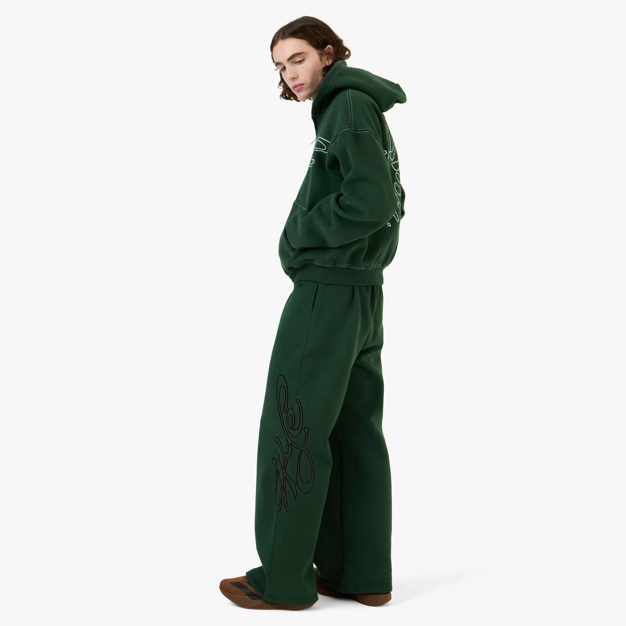 4YE Signature Zip Wide Pant Forrest Green / Black - Image 7