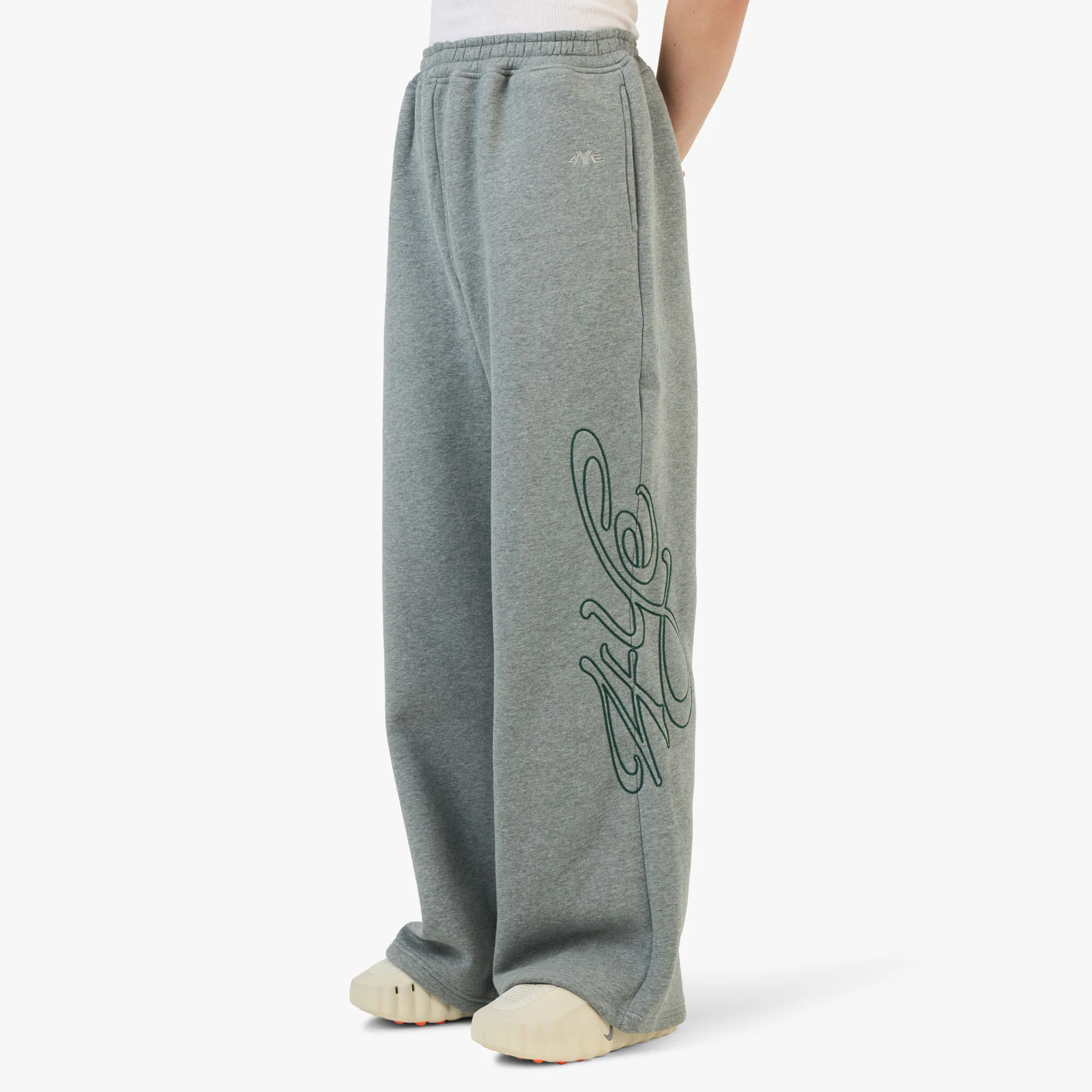 4YE Signature Zip Wide Pant Medium Grey / Forrest Green - Image 2