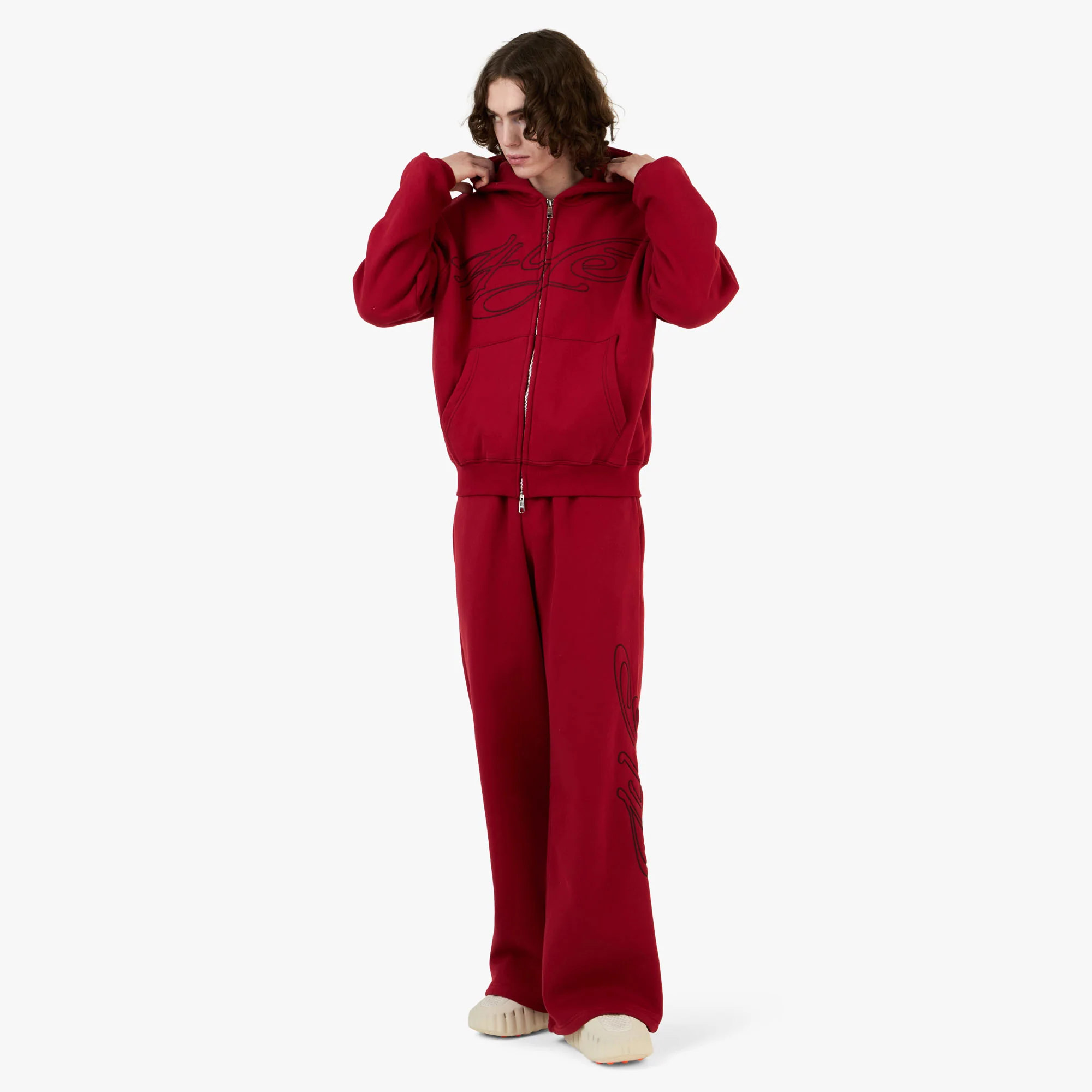 4YE Signature Zip Wide Pant Red / Black - Image 6