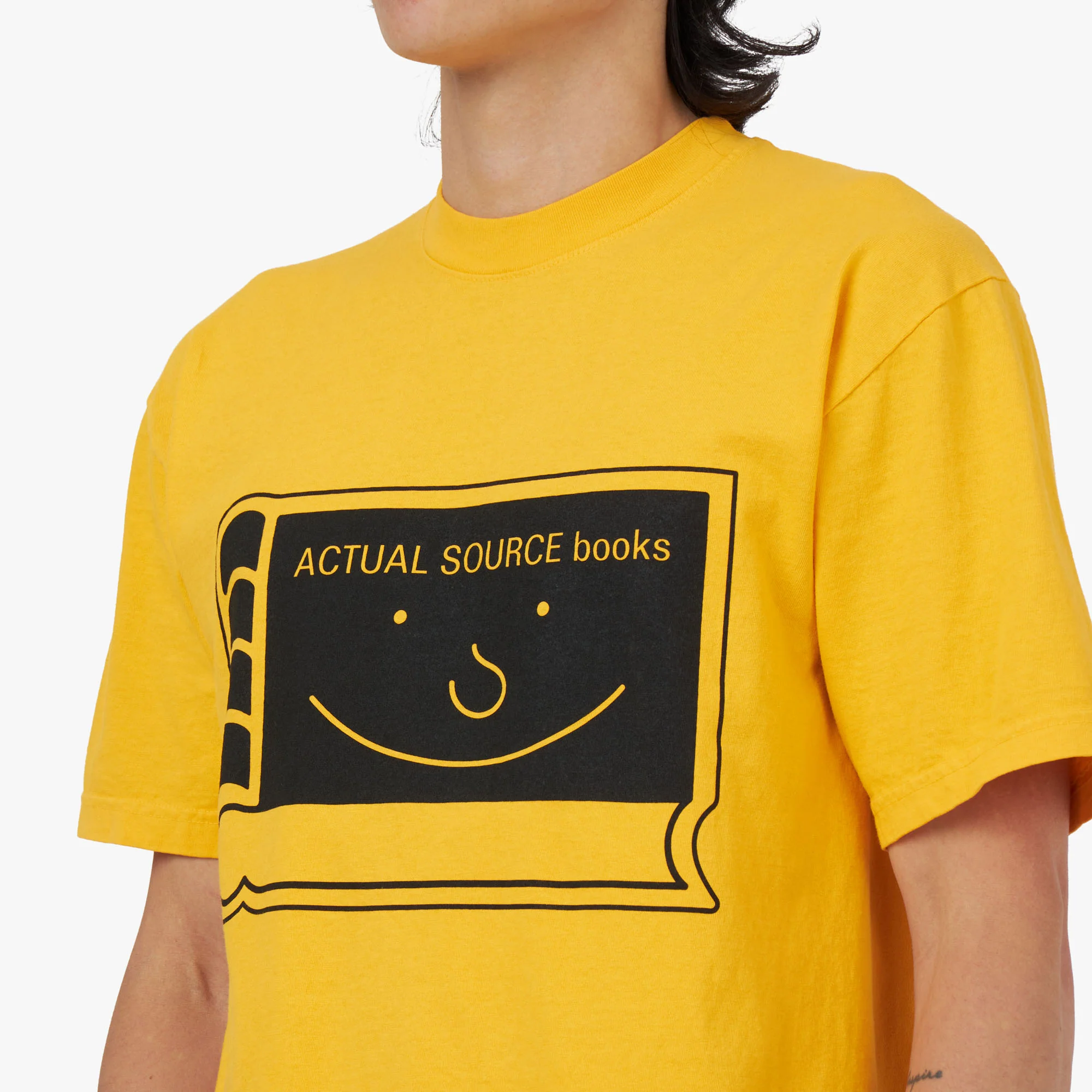 Actual Source Happy Book T-shirt / Yellow - Image 4