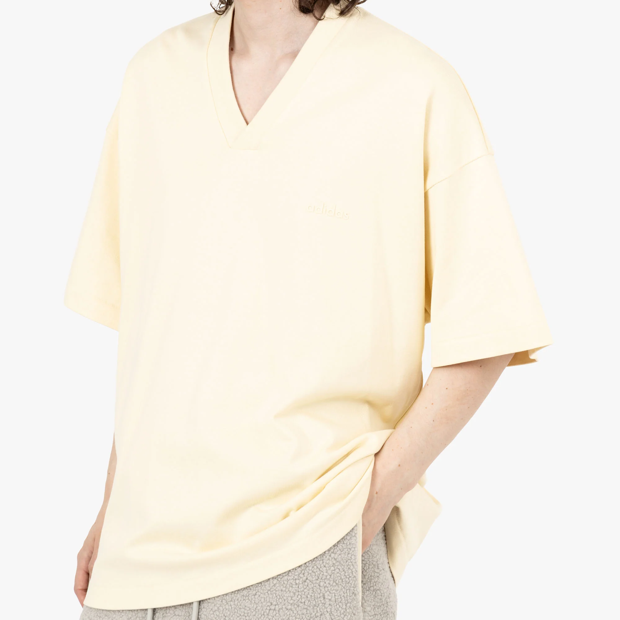 adidas X Fear Of God Athletics V Neck Tee Pale / Yellow - Image 5