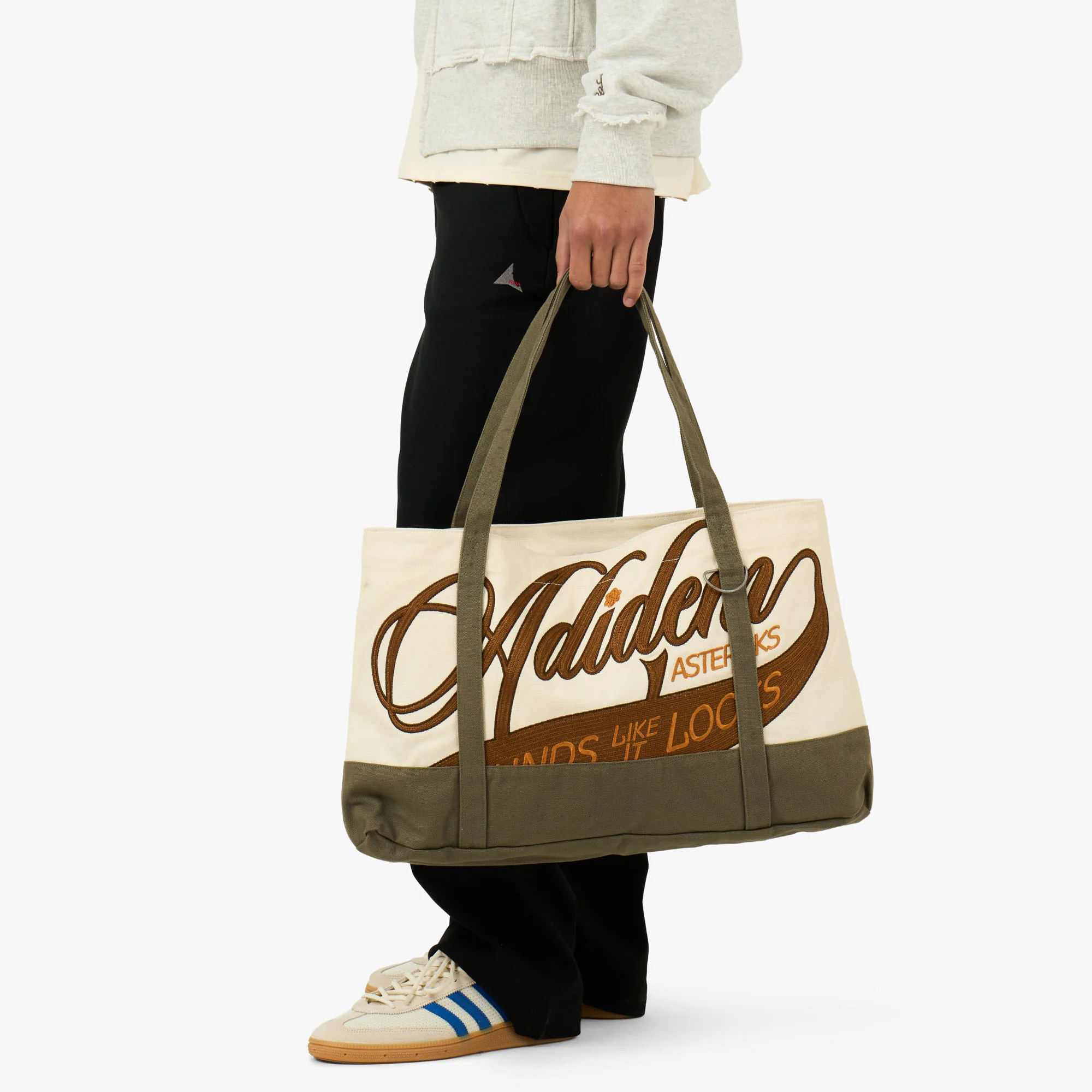 Adidem Asterisks Chainstitch Script Tote Bag Beige - Image 5