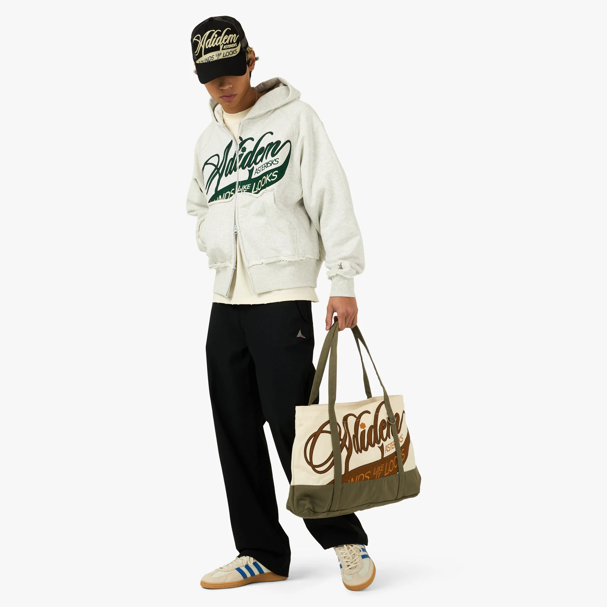 Adidem Asterisks Chainstitch Script Tote Bag Beige - Image 6