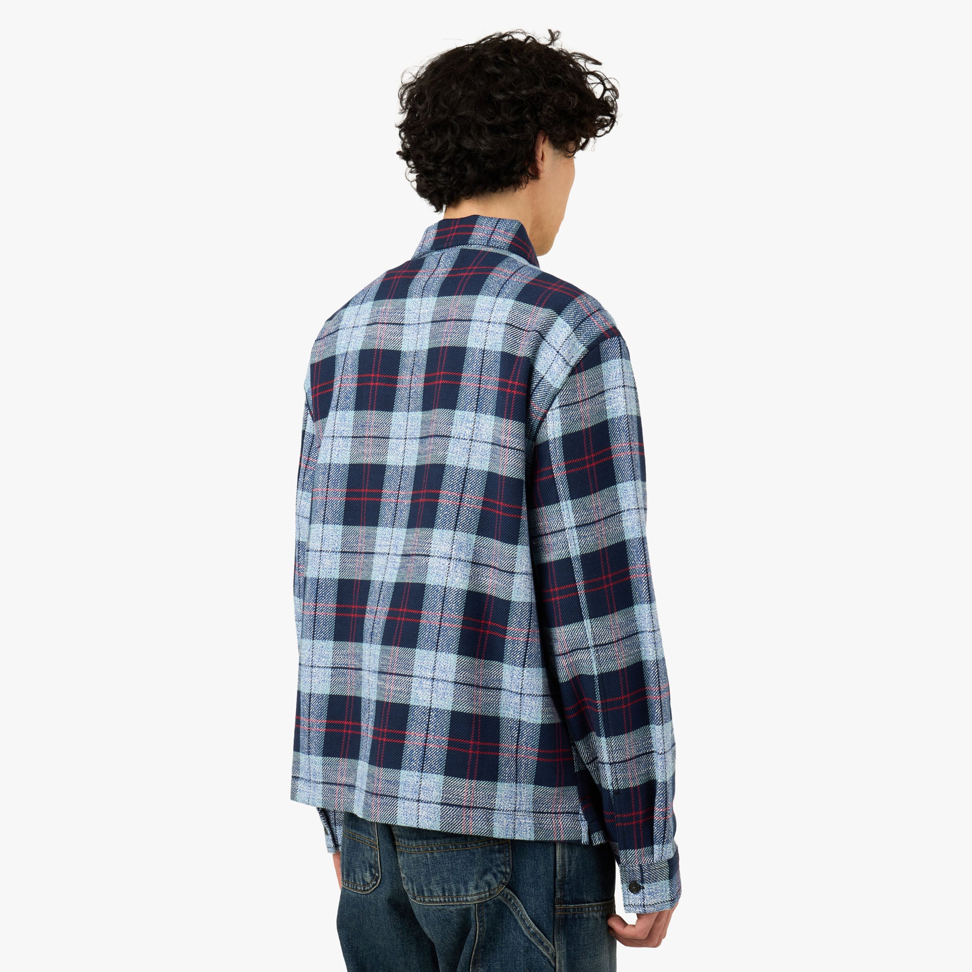 Awake NY Flannel Zip Shirt Blue - Image 3