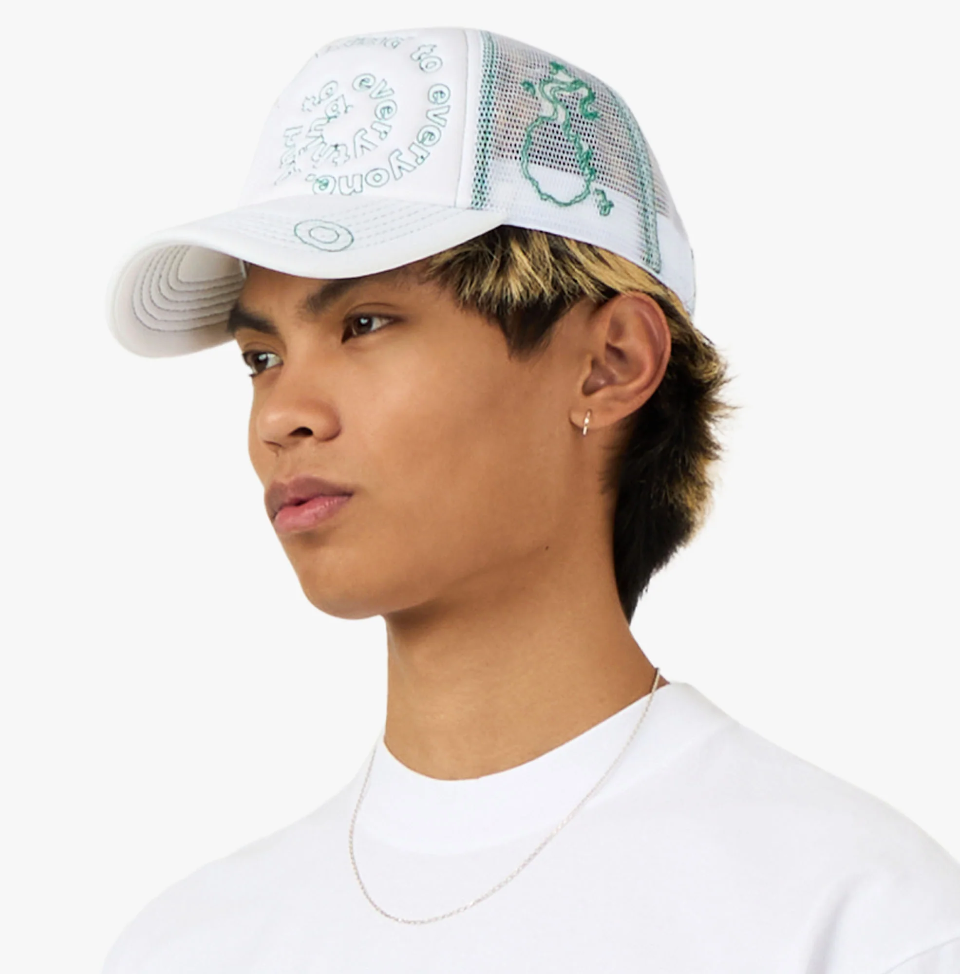 b.Eautiful b.i Foam Trucker Hat White / Green - Image 2