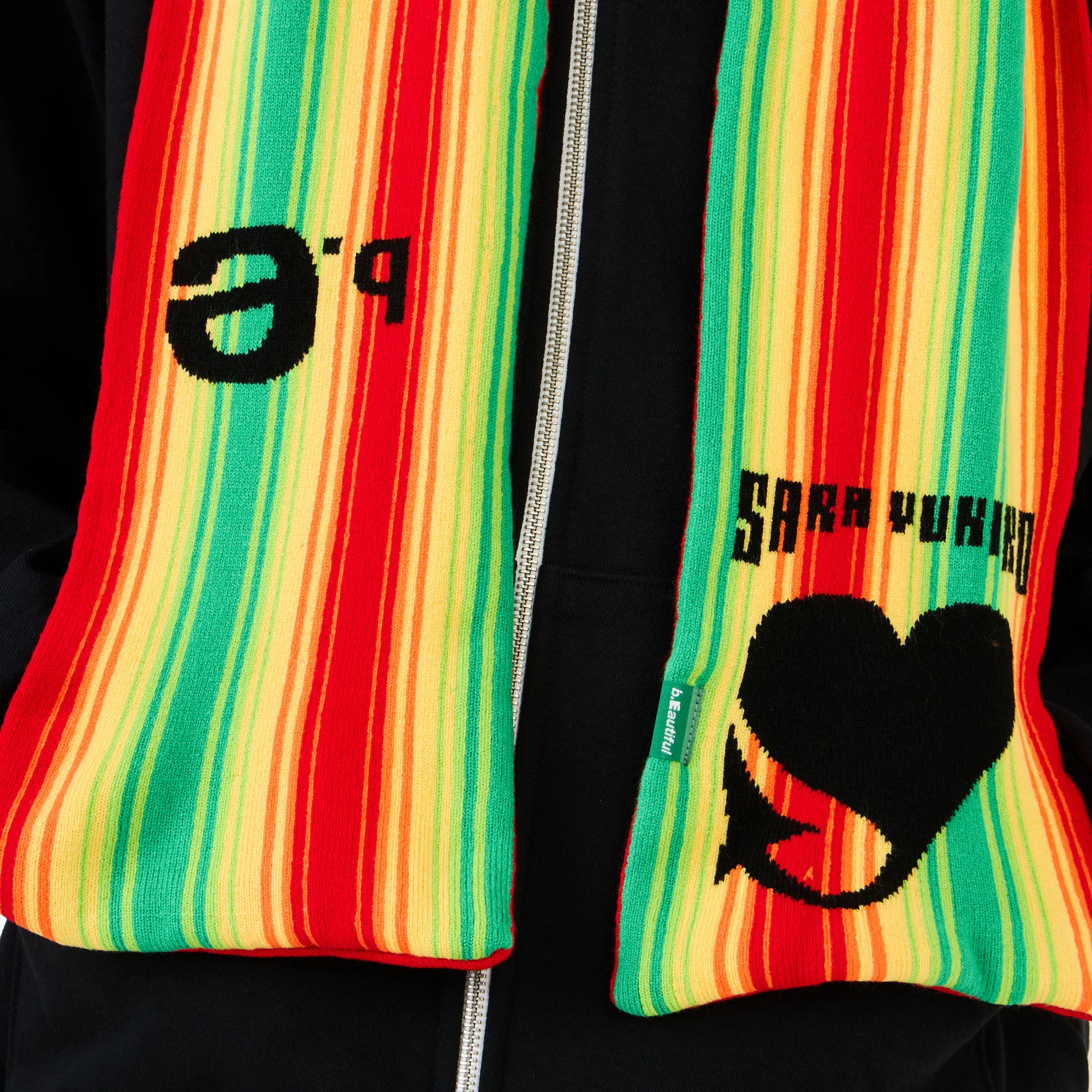 b.Eautiful x Sara Yukiko Infinity Knit Scarf Red / Rainbow - Image 2
