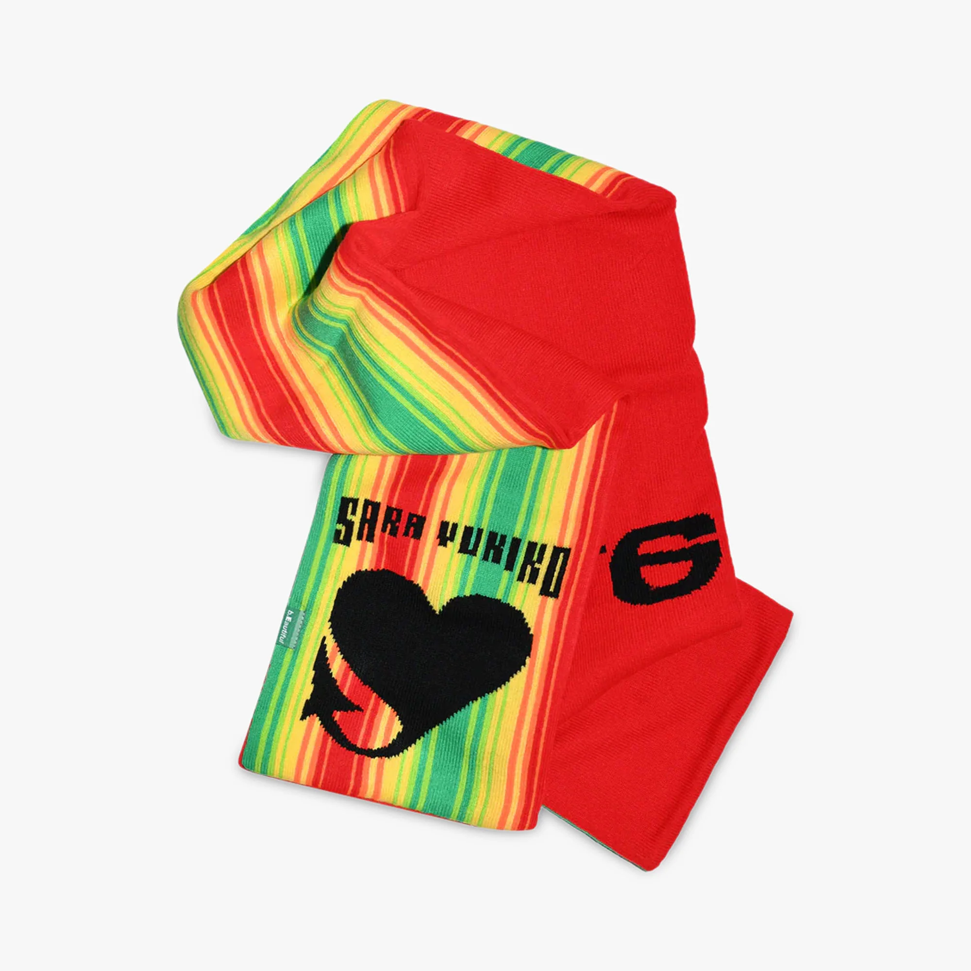 b.Eautiful x Sara Yukiko Infinity Knit Scarf Red / Rainbow - Image 8