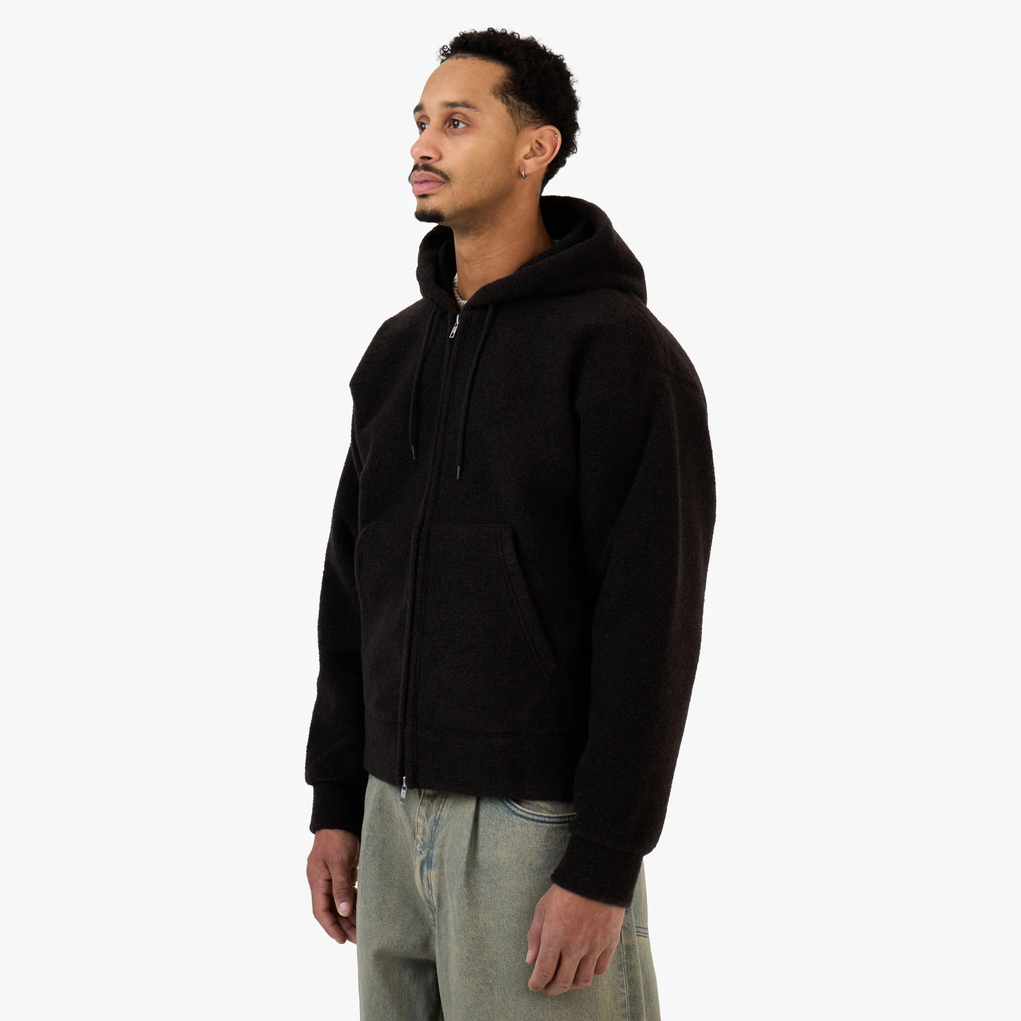 Beams Silver Full Zip Hoody Dark Brown - Image 2
