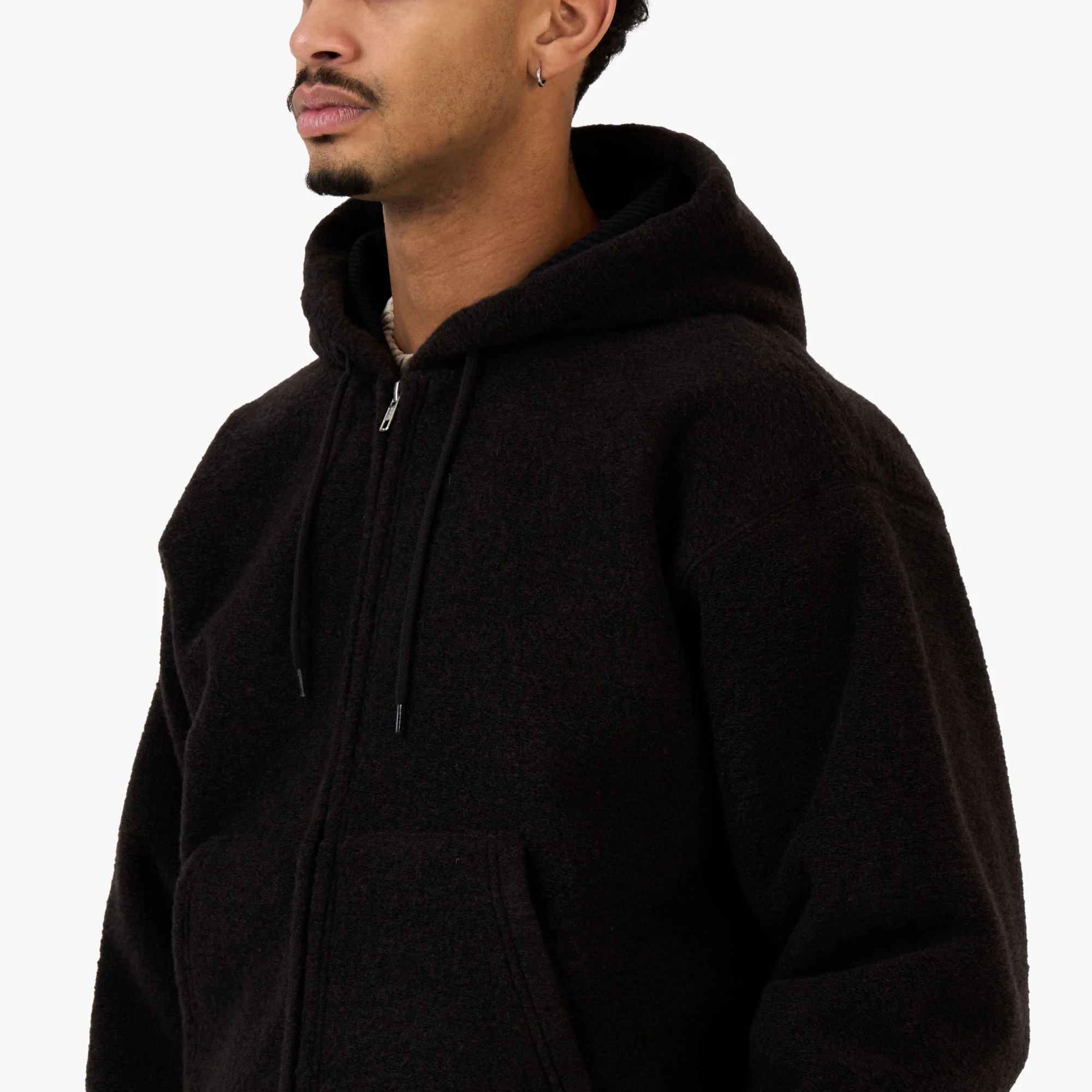 Beams Silver Full Zip Hoody Dark Brown - Image 4