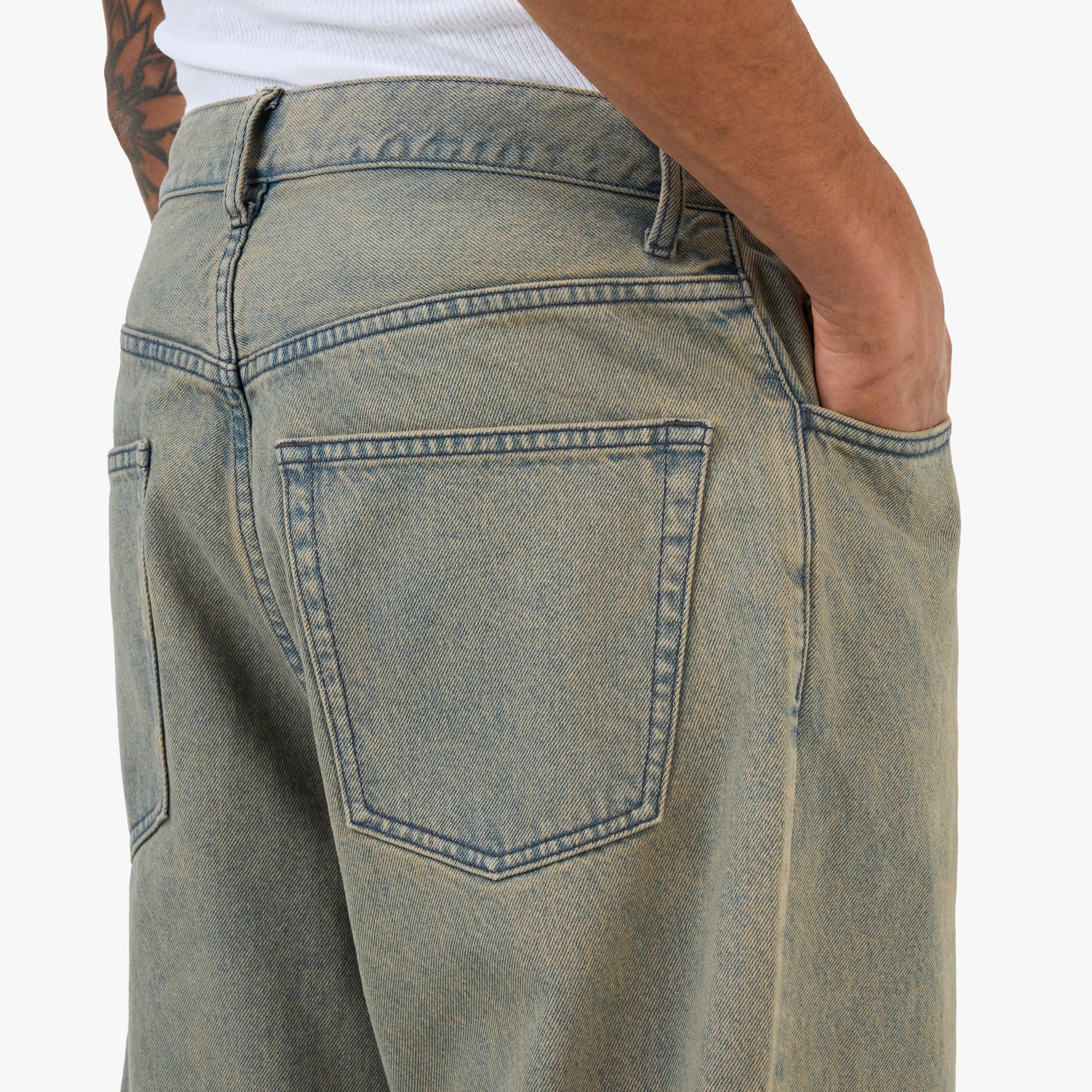 Beams Wide Tapered Denim Pink Used - Image 5
