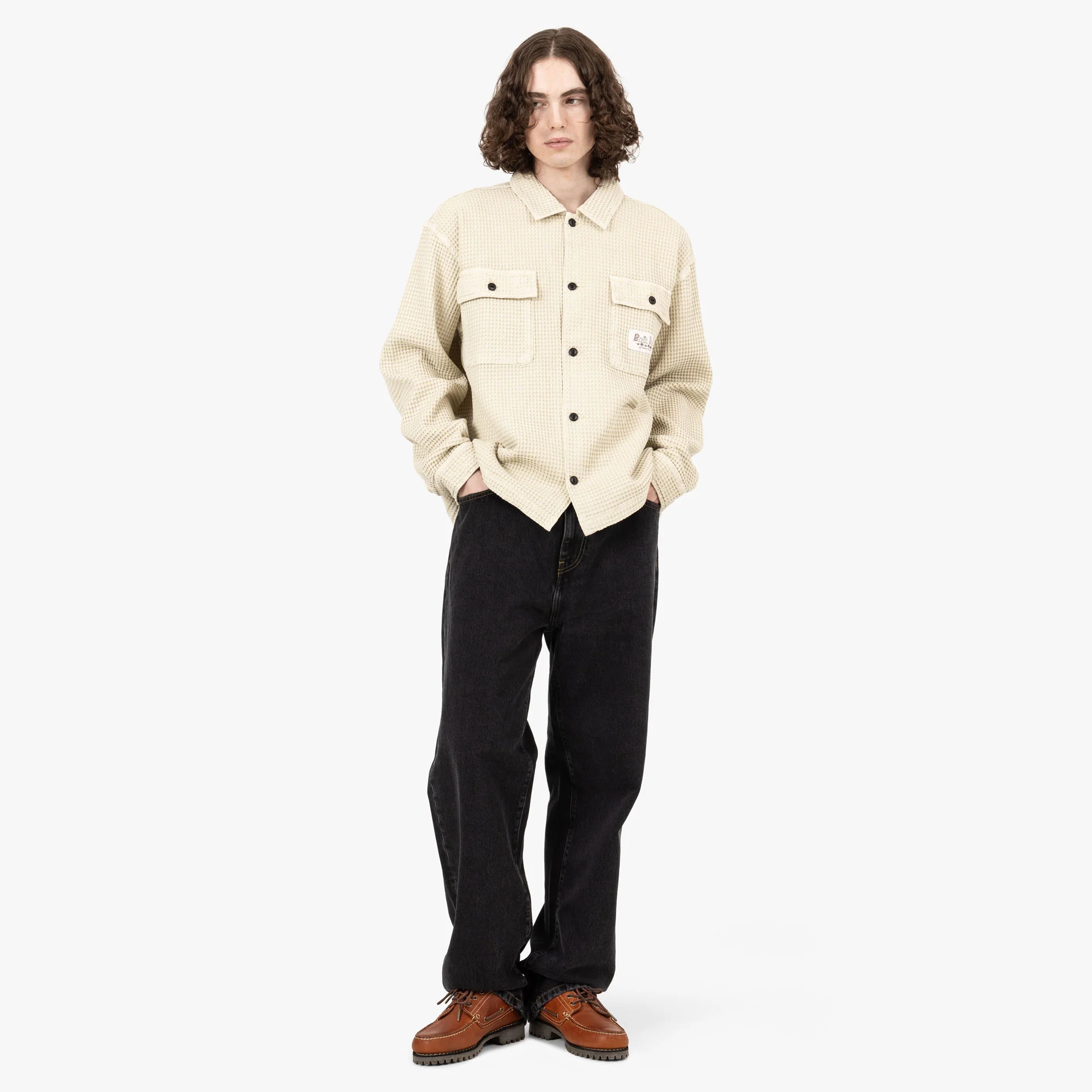 Brain Dead Waffle Button Front Shirt / Tan - Image 6