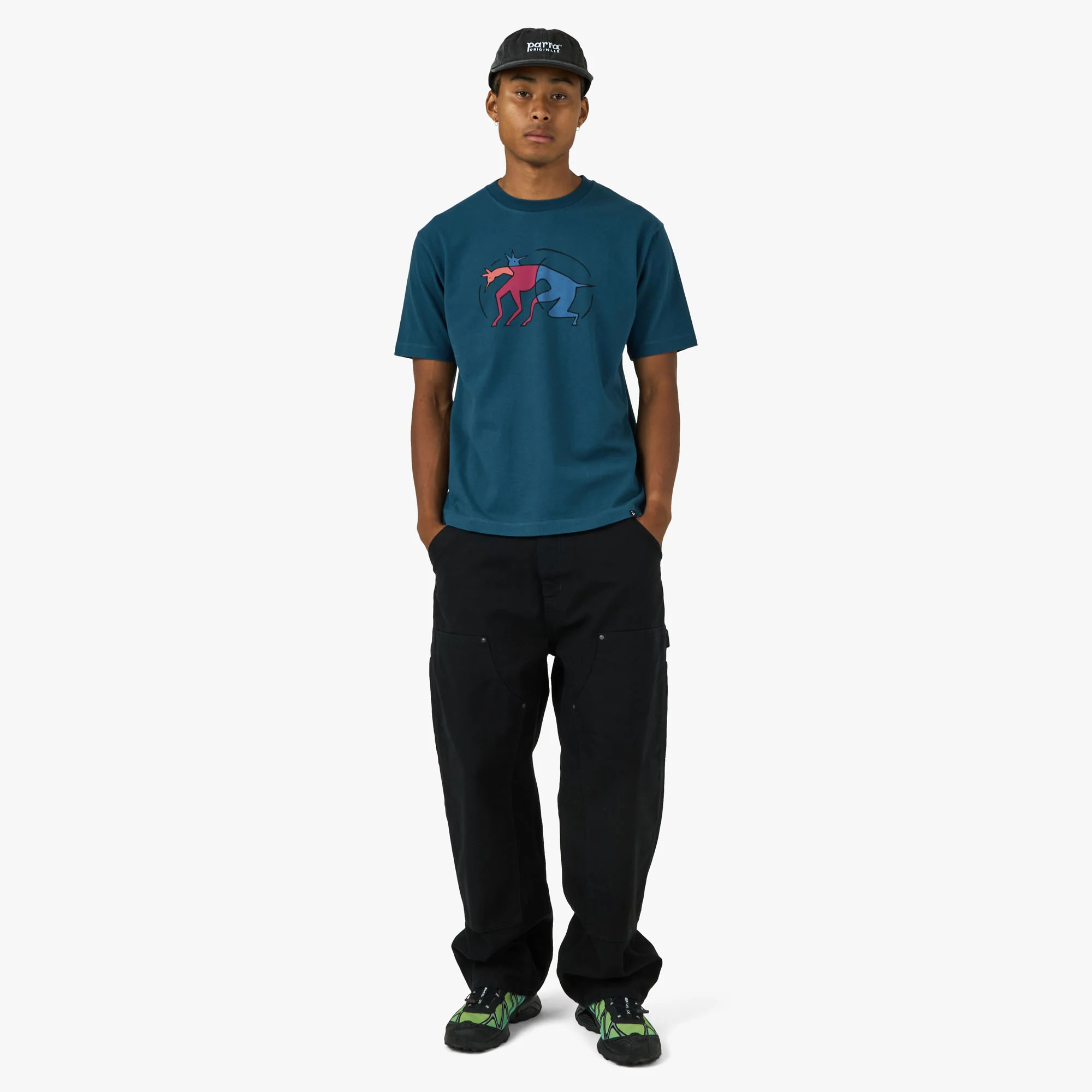 by Parra The Zoomies T-Shirt Mallard Green - Image 6