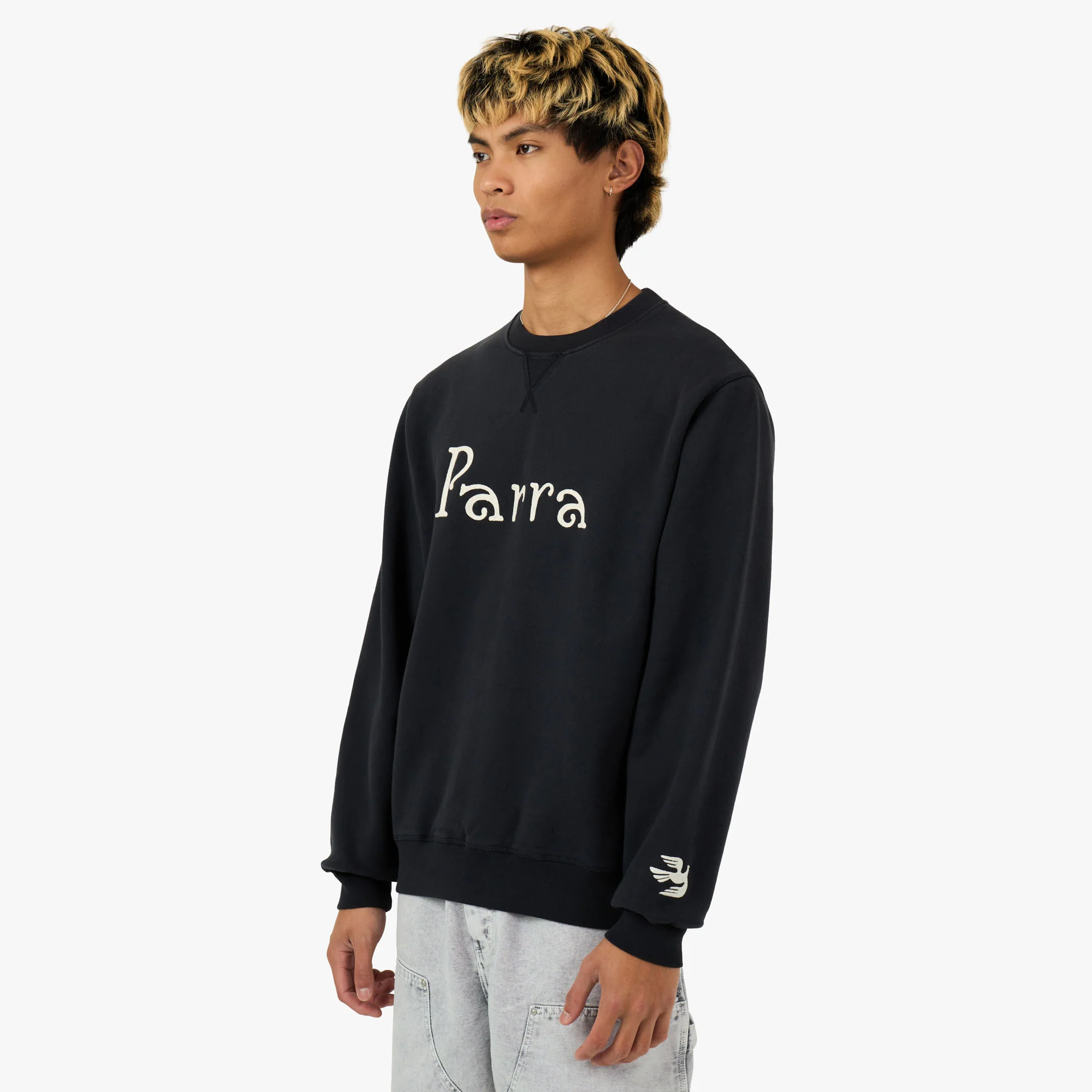 by Parra Weird Trad Logo Crewneck Sweatshirt Dark Navy - Image 2
