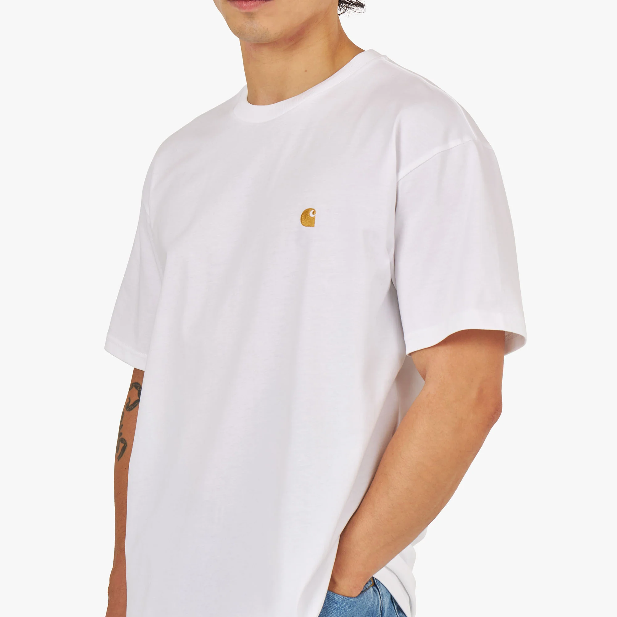 Carhartt WIP Chase T-shirt White / Gold - Image 4