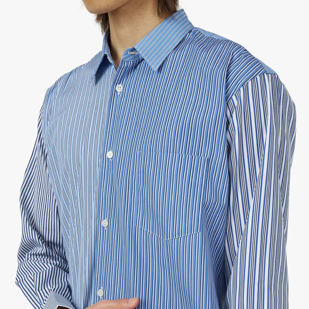 COMME des GARÇONS SHIRT Striped Poplin Shape 5 / Blue - Image 4
