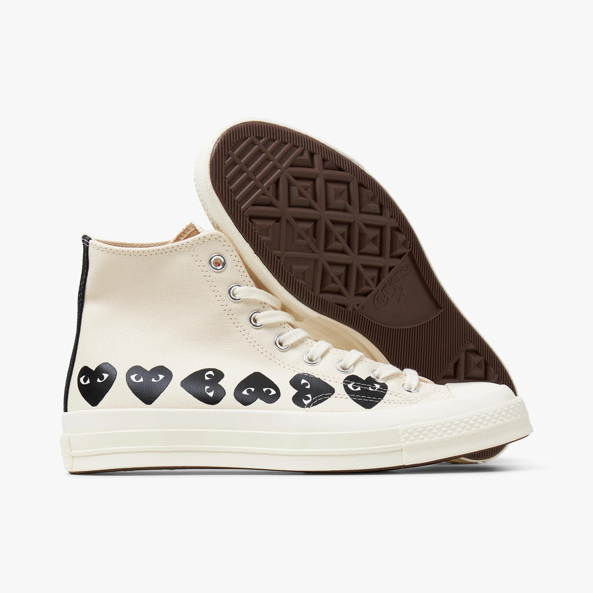 Converse x COMME des GARÇONS PLAY Chuck Taylor Hi / Multi Heart Beige - Image 2