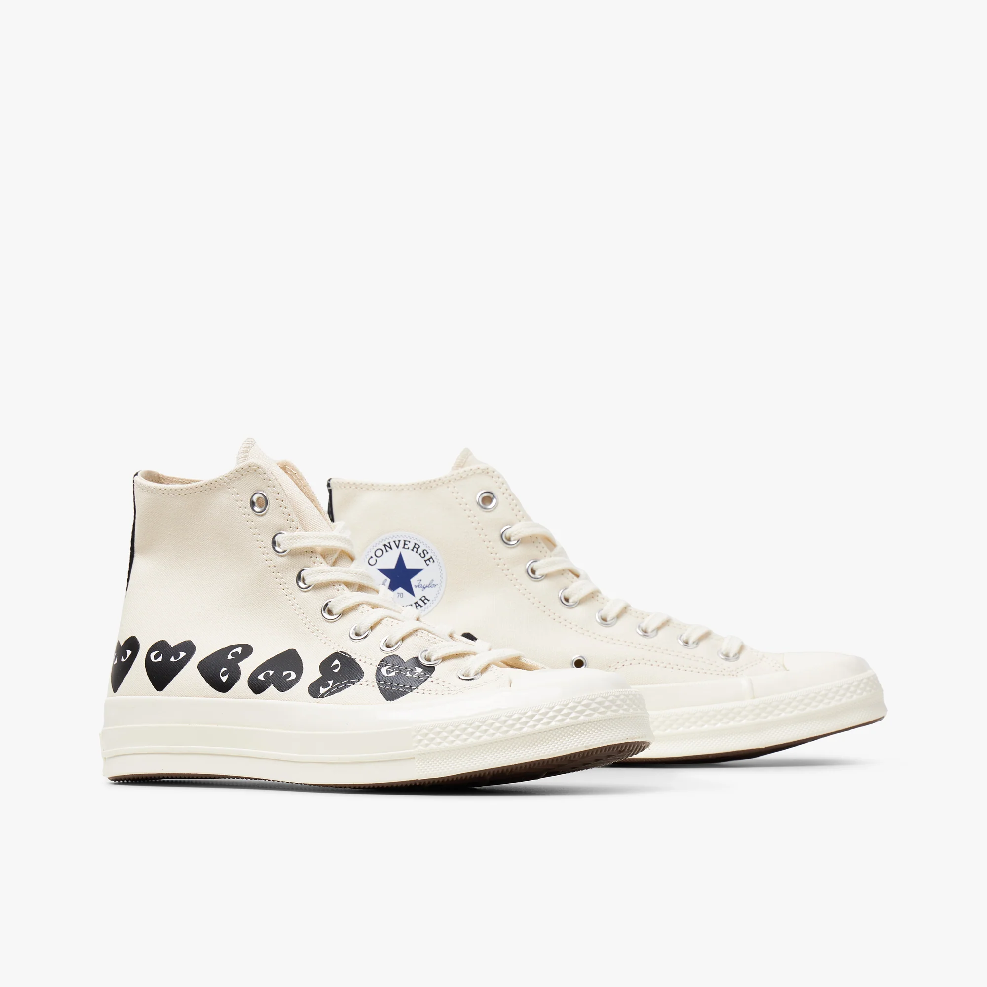 Converse x COMME des GARÇONS PLAY Chuck Taylor Hi / Multi Heart Beige - Image 3