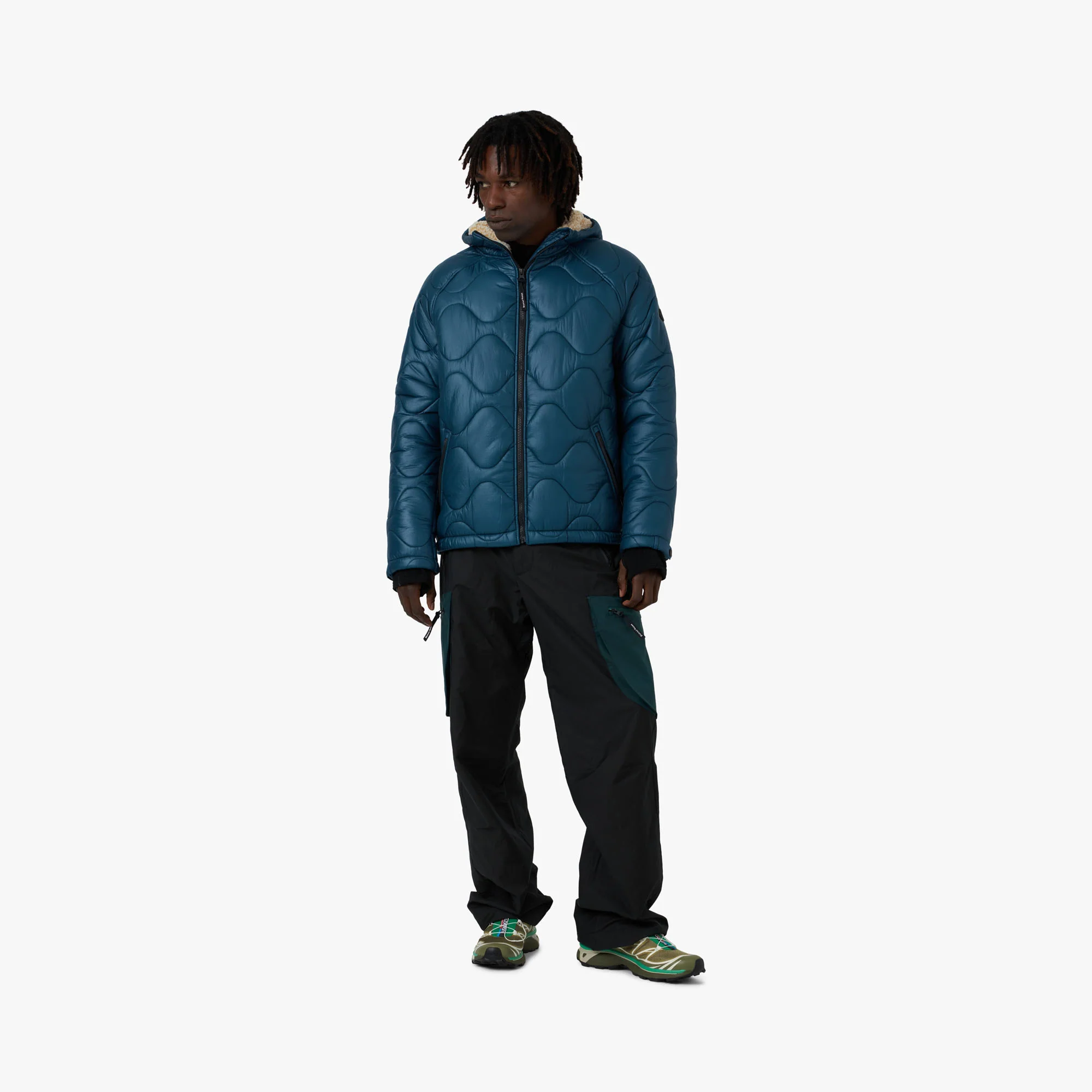 District Vision Quilted Fleece Lined Hooded Jacket / Dusk - Image 7