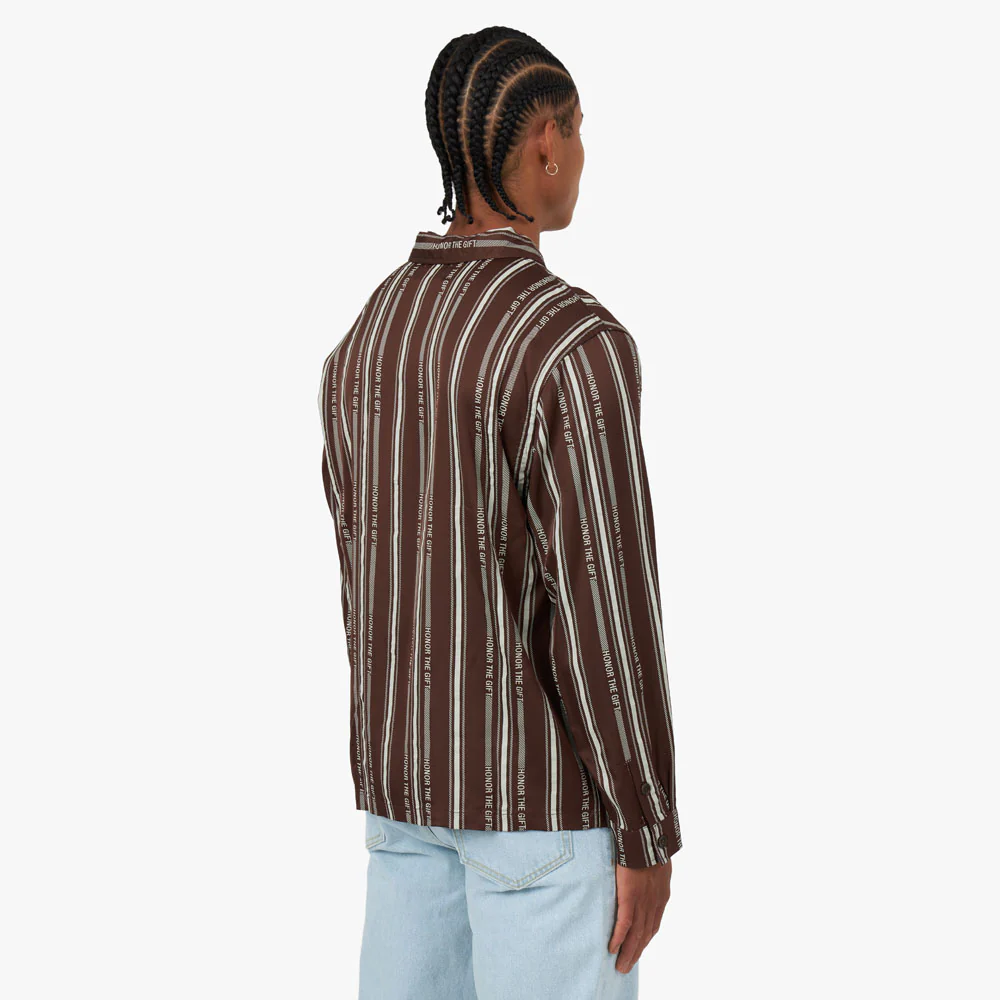 Honor The Gift Honor Stripe Long Sleeve Henley / Brown - Image 3