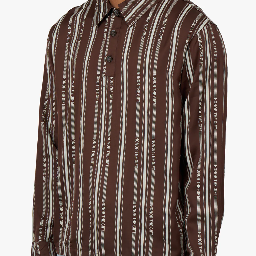 Honor The Gift Honor Stripe Long Sleeve Henley / Brown - Image 4