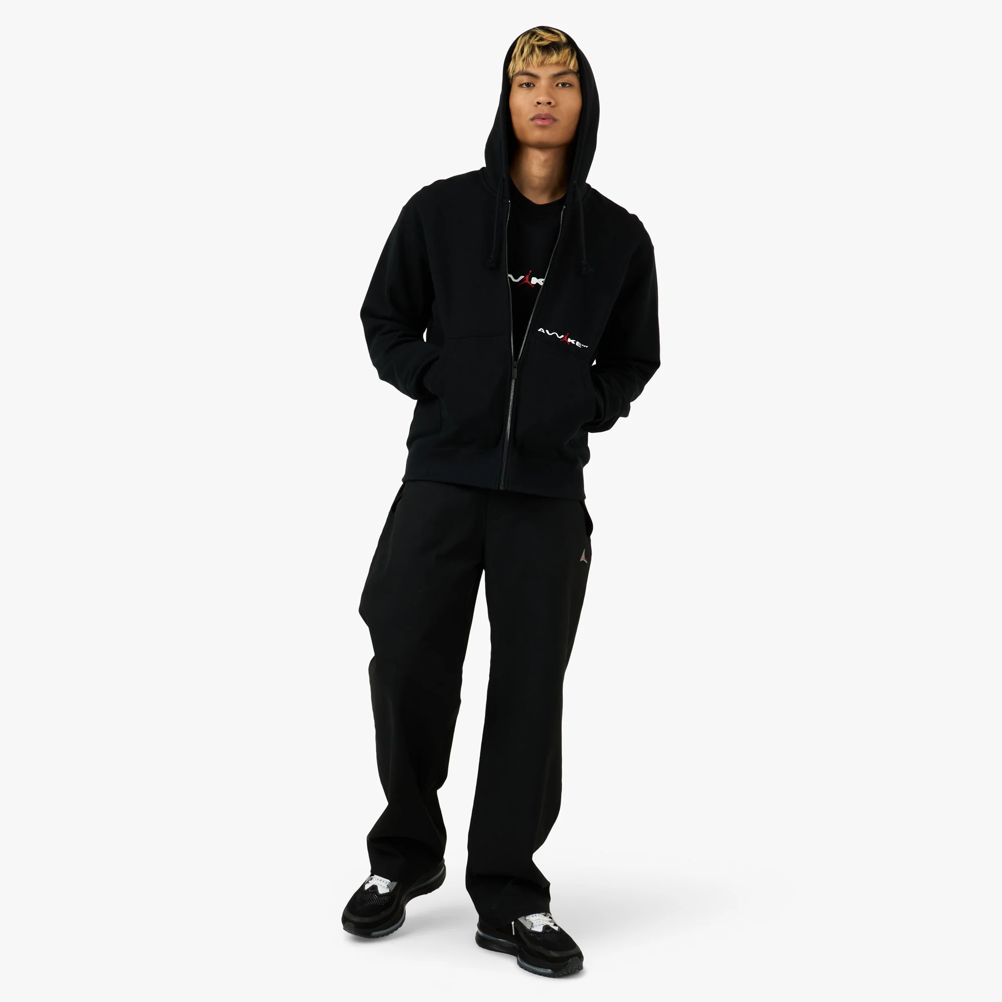 Jordan x Awake NY Full Zip Fleece Hoodie Black / University Red - Image 6