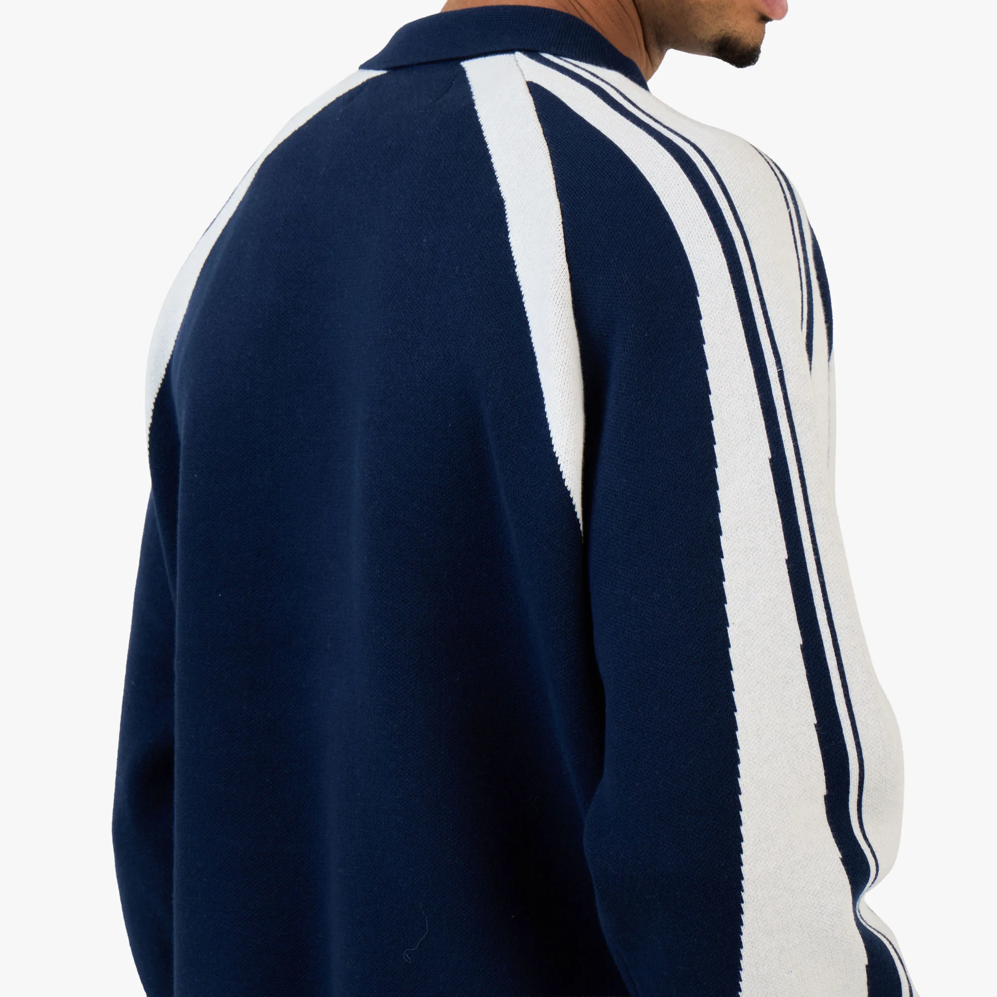 Metalwood Knit Football Top Navy - Image 5