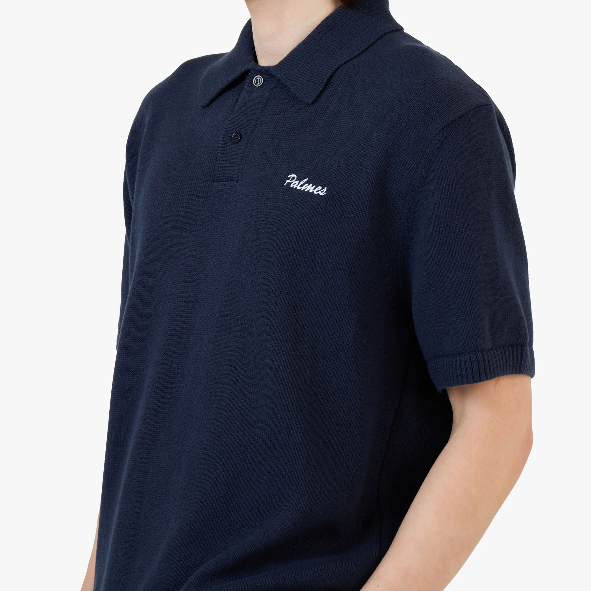 Palmes Cotton Knit Polo / Navy - Image 4