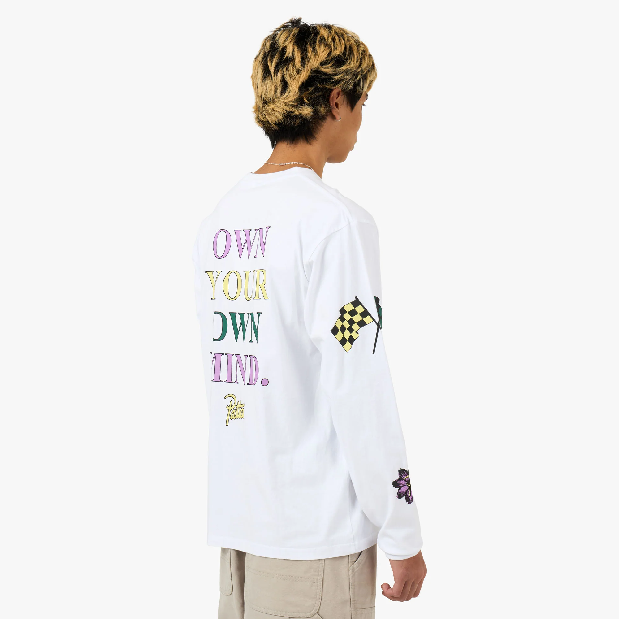 Patta Own Your Own Mind Long Sleeve T-Shirt White - Image 3