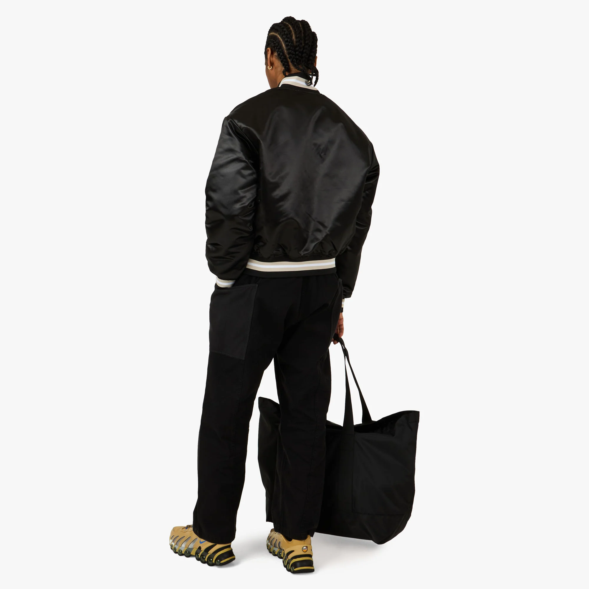 Patta Script Logo Satin Varsity Jacket Black - Image 6