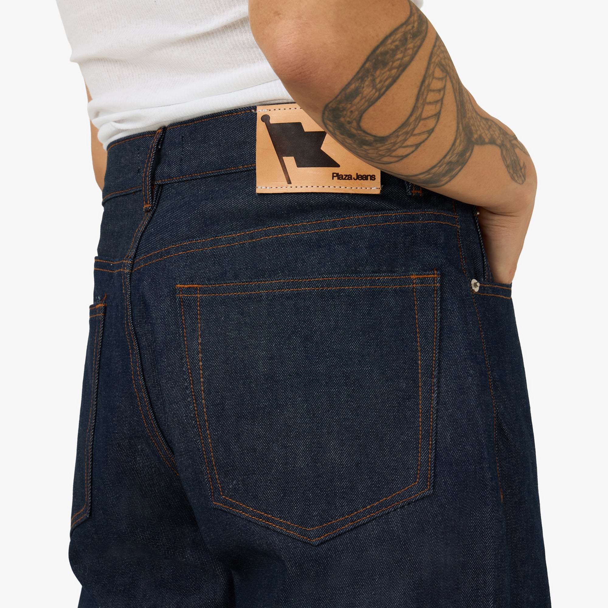 PlazaWorks Modern Wide 5 Pocket Jean Indigo Raw Selvedge - Image 5