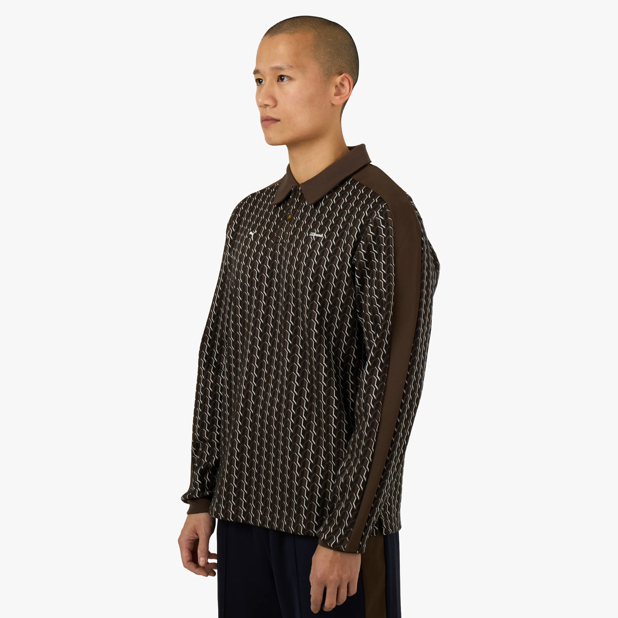 PUMA x JJJJound T7 Longsleeve Polo Chocolate - Image 2