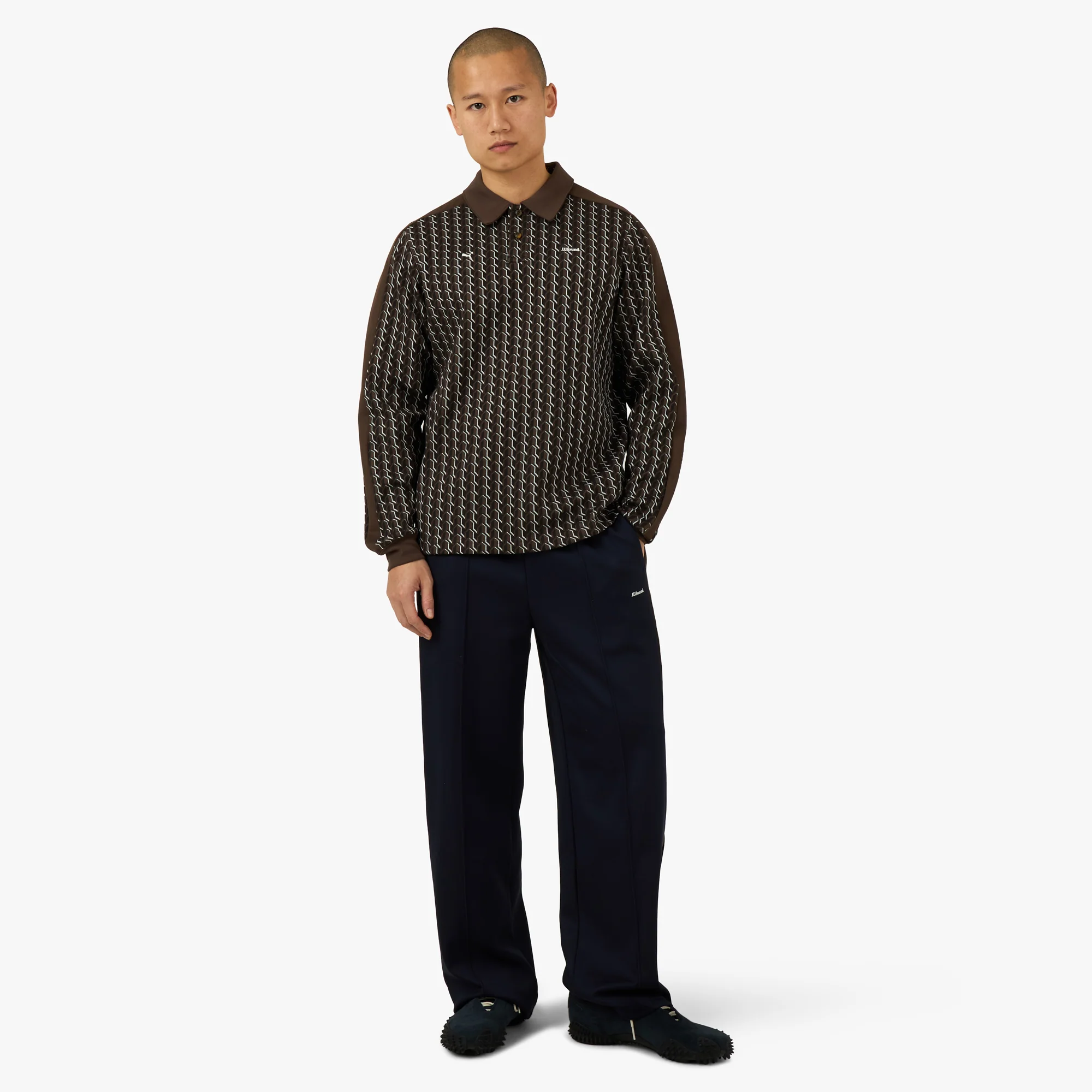 PUMA x JJJJound T7 Longsleeve Polo Chocolate - Image 6