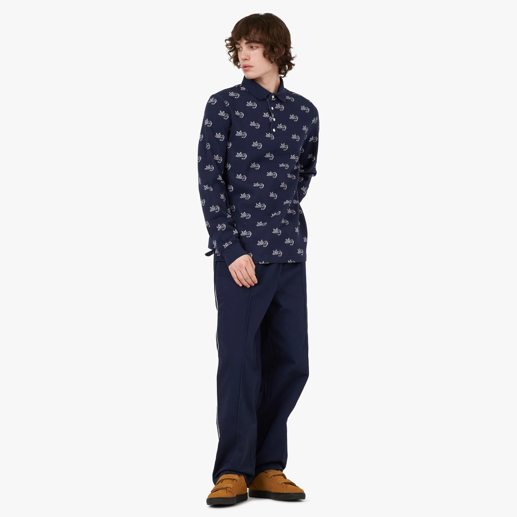 Puma x Noah Jacquard Polo Shirt / Puma Navy - Image 5