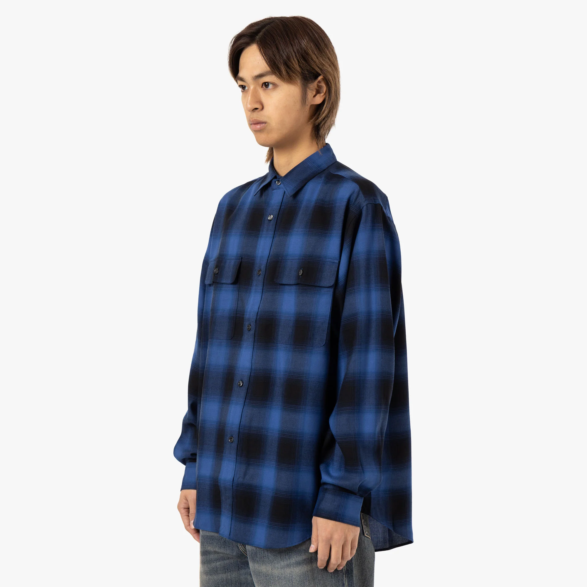 Saturdays NYC Ombre Check Work Shirt / Blue - Image 2