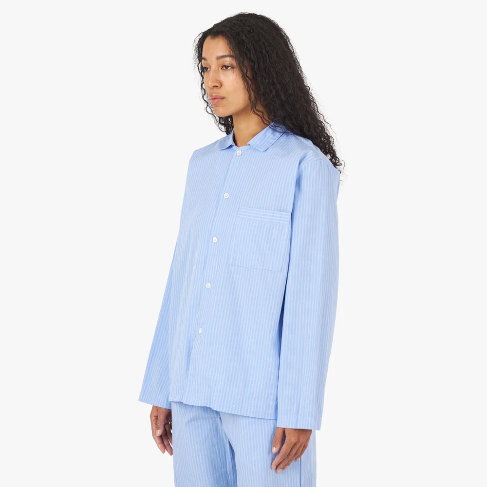 Tekla Poplin Long Sleeve Shirt / Pin Stripes - Image 2