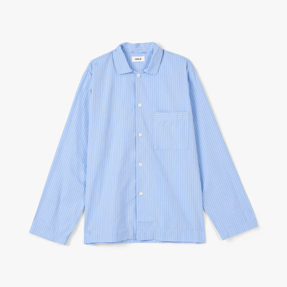 Tekla Poplin Long Sleeve Shirt / Pin Stripes - Image 4