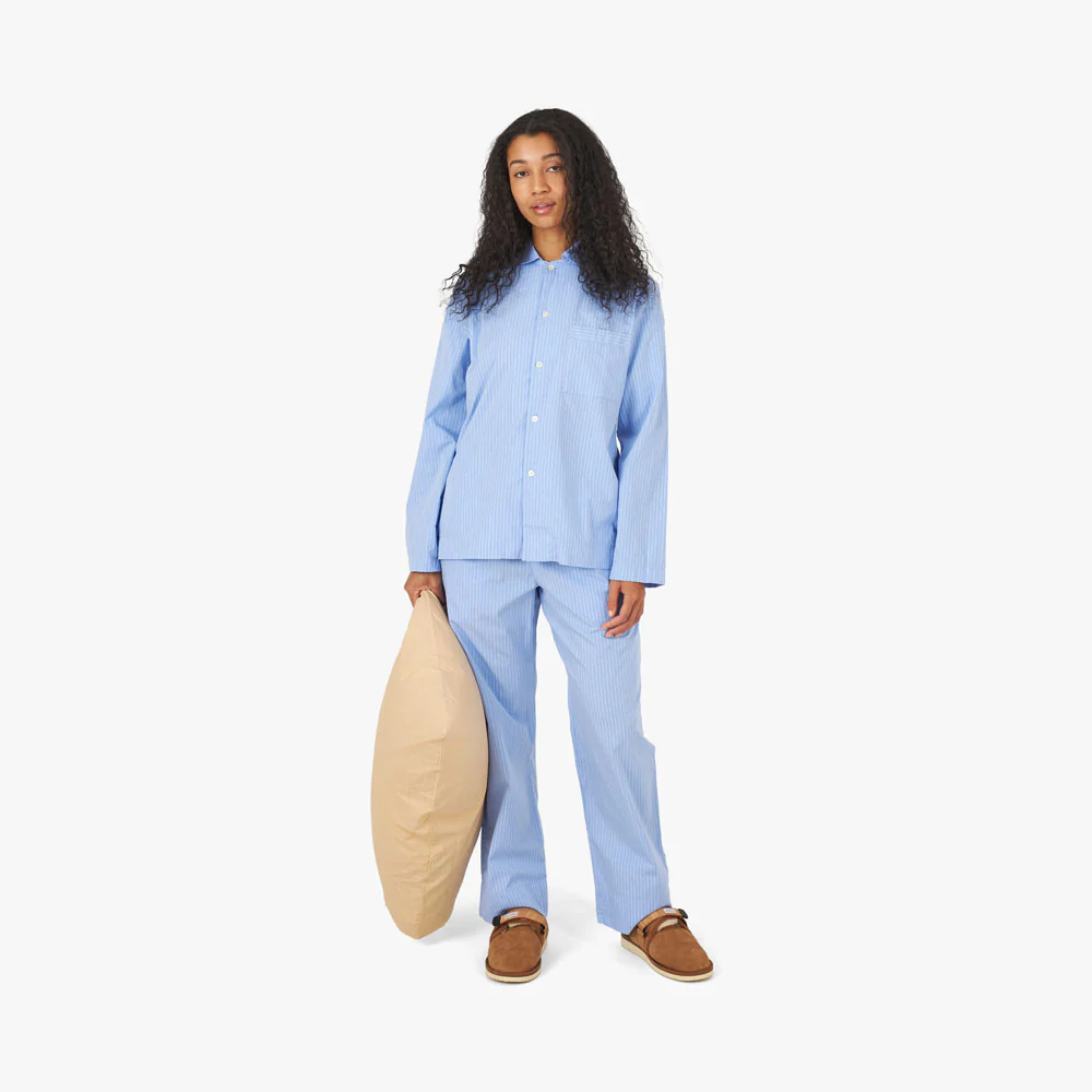 Tekla Poplin Long Sleeve Shirt / Pin Stripes - Image 7